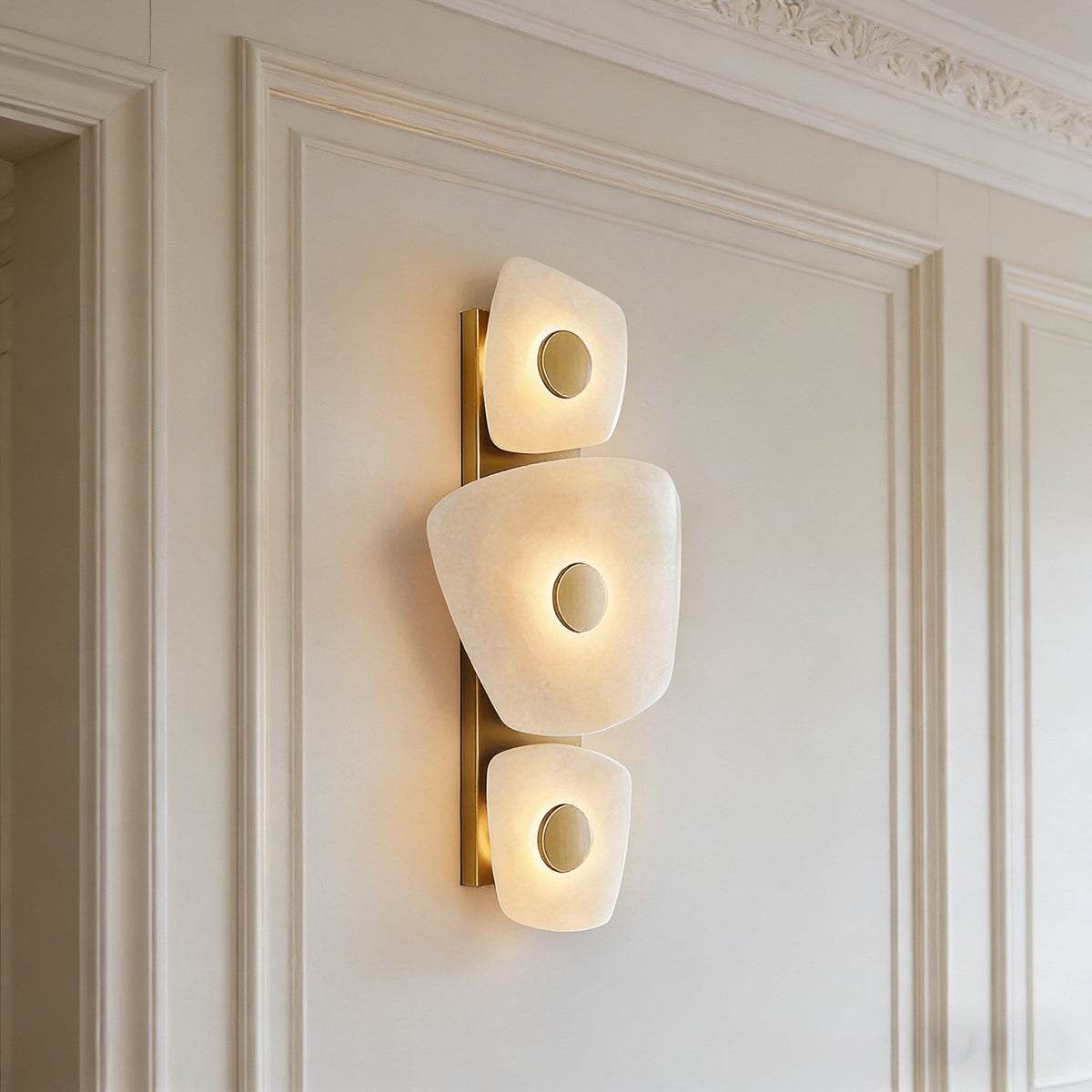 Multi-Tier Wall Sconce in alabaster for Hallway by AUVIELIGHT