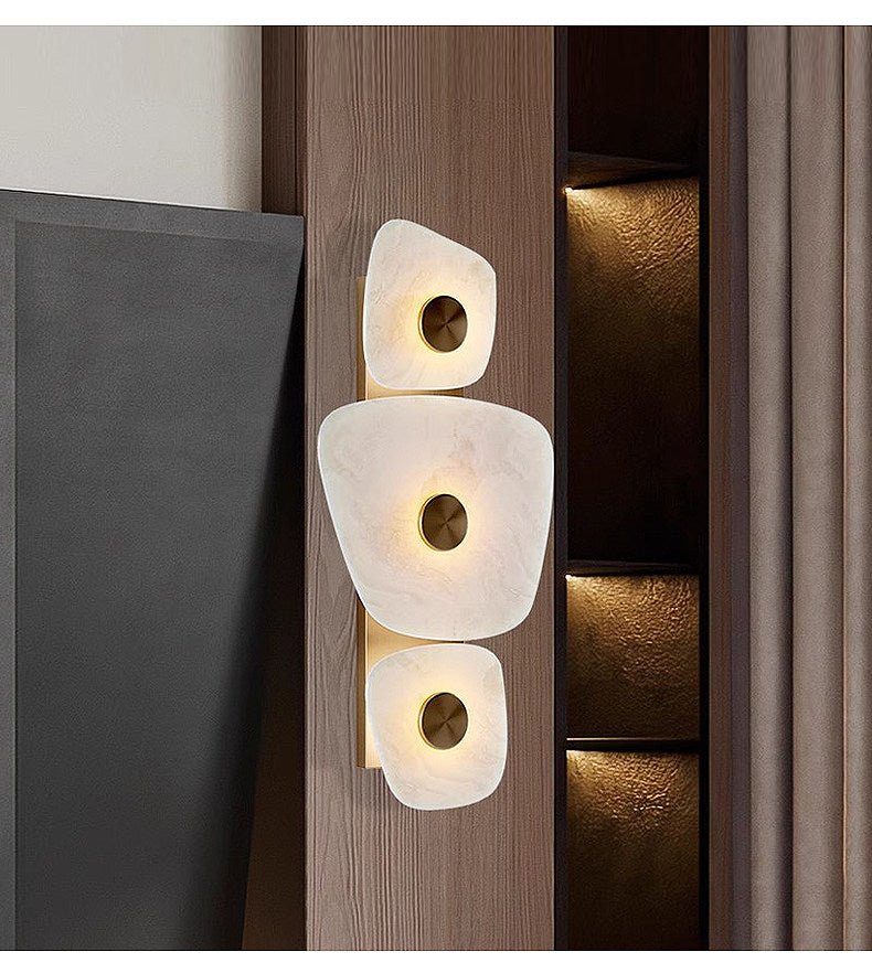 Multi-Tier Wall Sconce in alabaster for Hallway by AUVIELIGHT