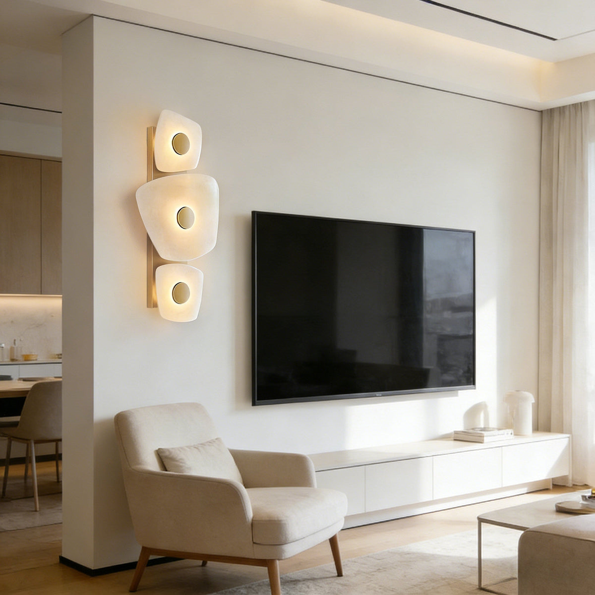 Multi-Tier Wall Sconce in alabaster for Hallway by AUVIELIGHT