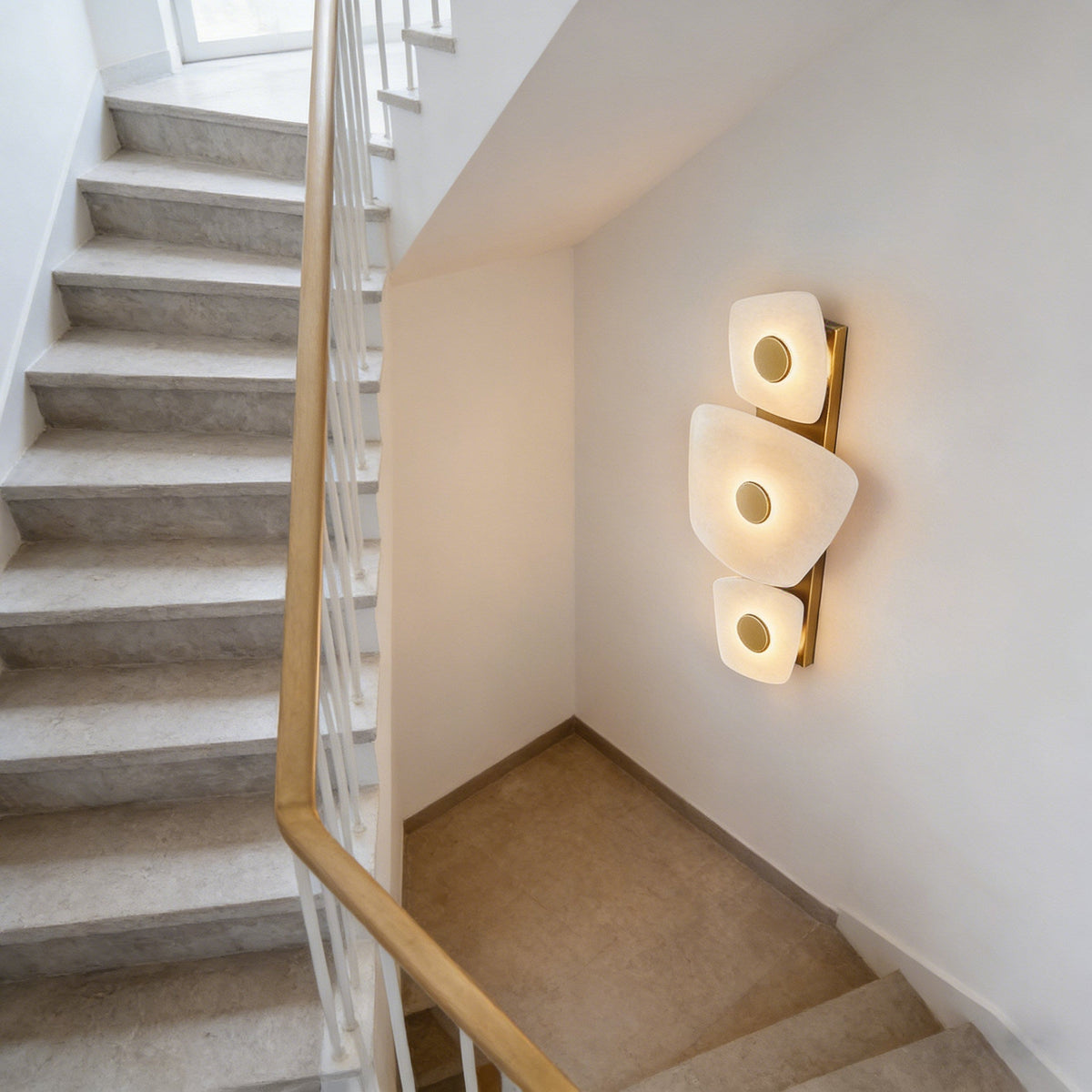 Multi-Tier Wall Sconce in alabaster for Hallway by AUVIELIGHT