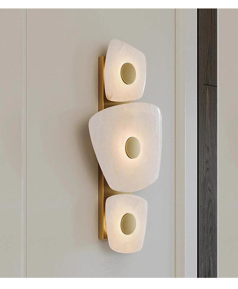 Multi-Tier Wall Sconce in alabaster for Hallway by AUVIELIGHT