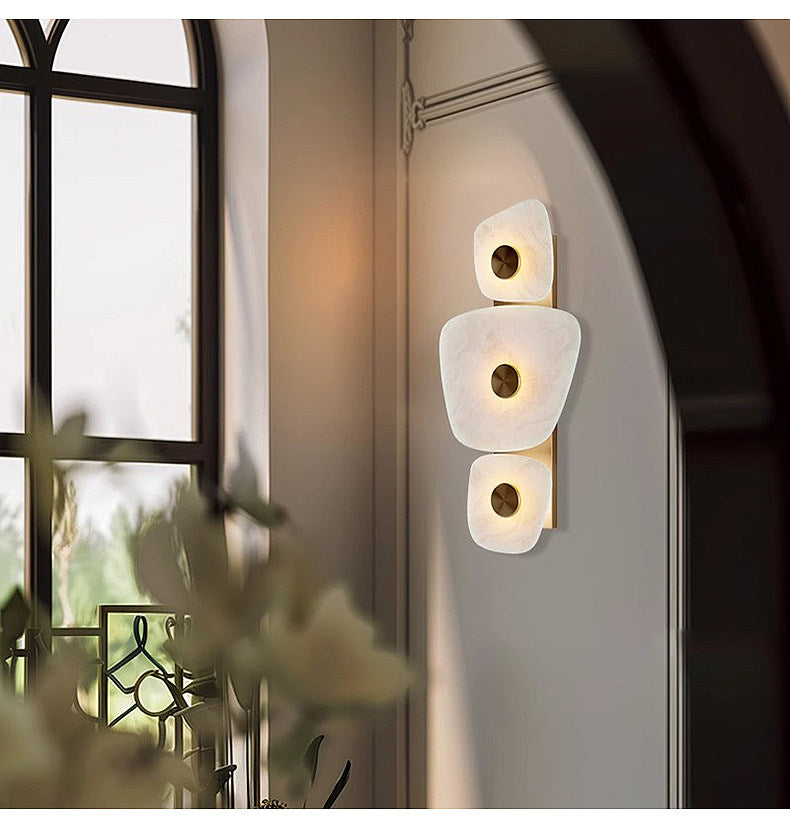 Multi-Tier Wall Sconce in alabaster for Hallway by AUVIELIGHT