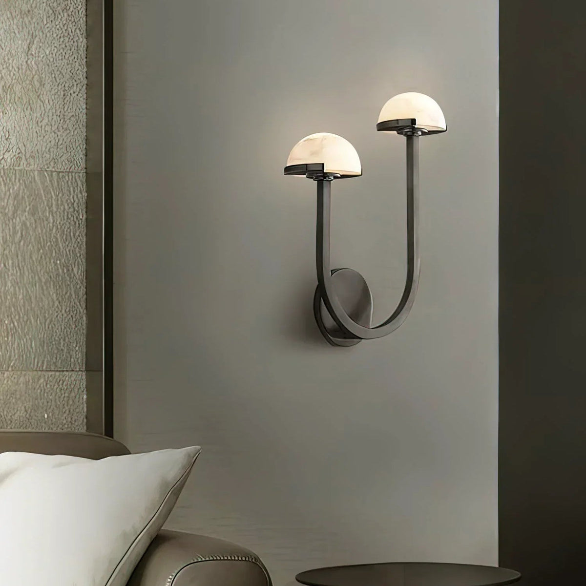Mushroom Wall Light in alabaster for Hallway by AUVIELIGHT