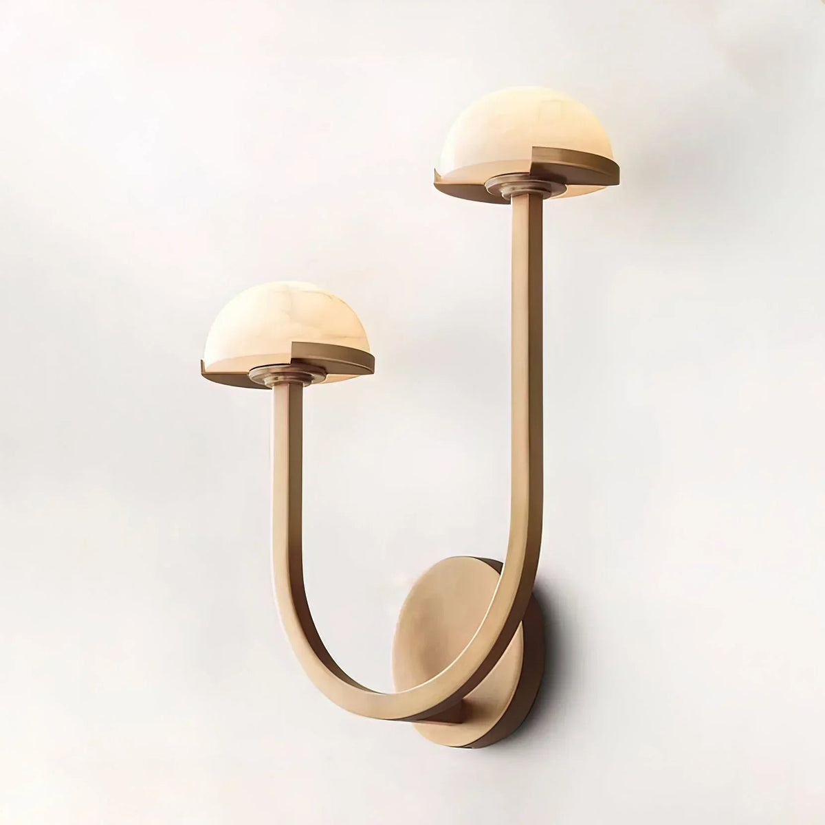 Mushroom Wall Light in alabaster for Hallway by AUVIELIGHT, Dia 31cm x H 38cm / ∅ 12.2″ x H 15″ / Gold / Warm Light
