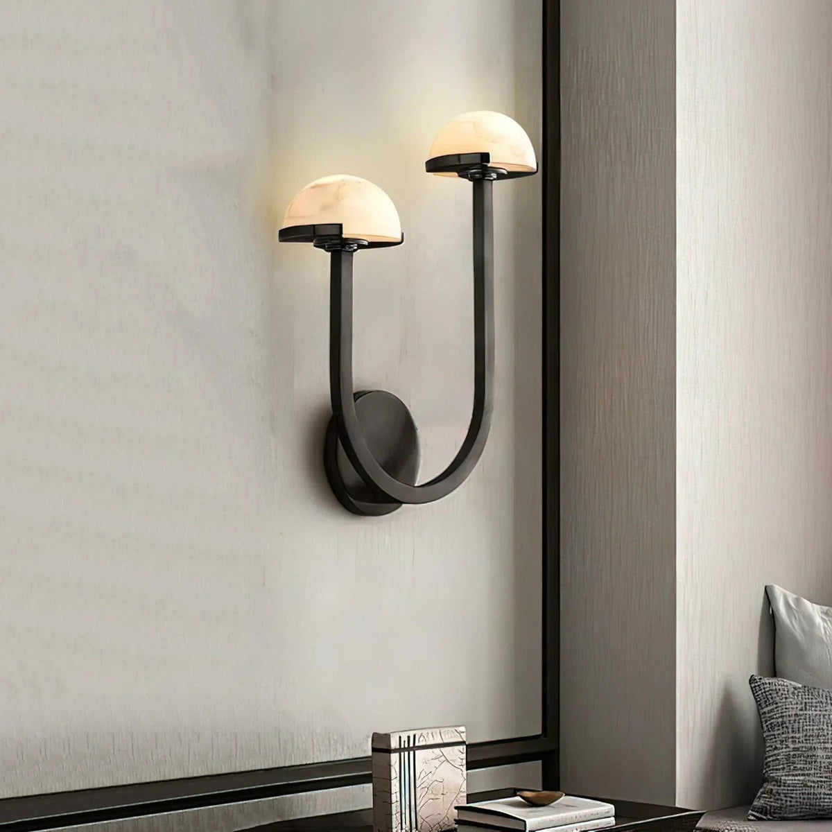 Mushroom Wall Light in alabaster for Hallway by AUVIELIGHT