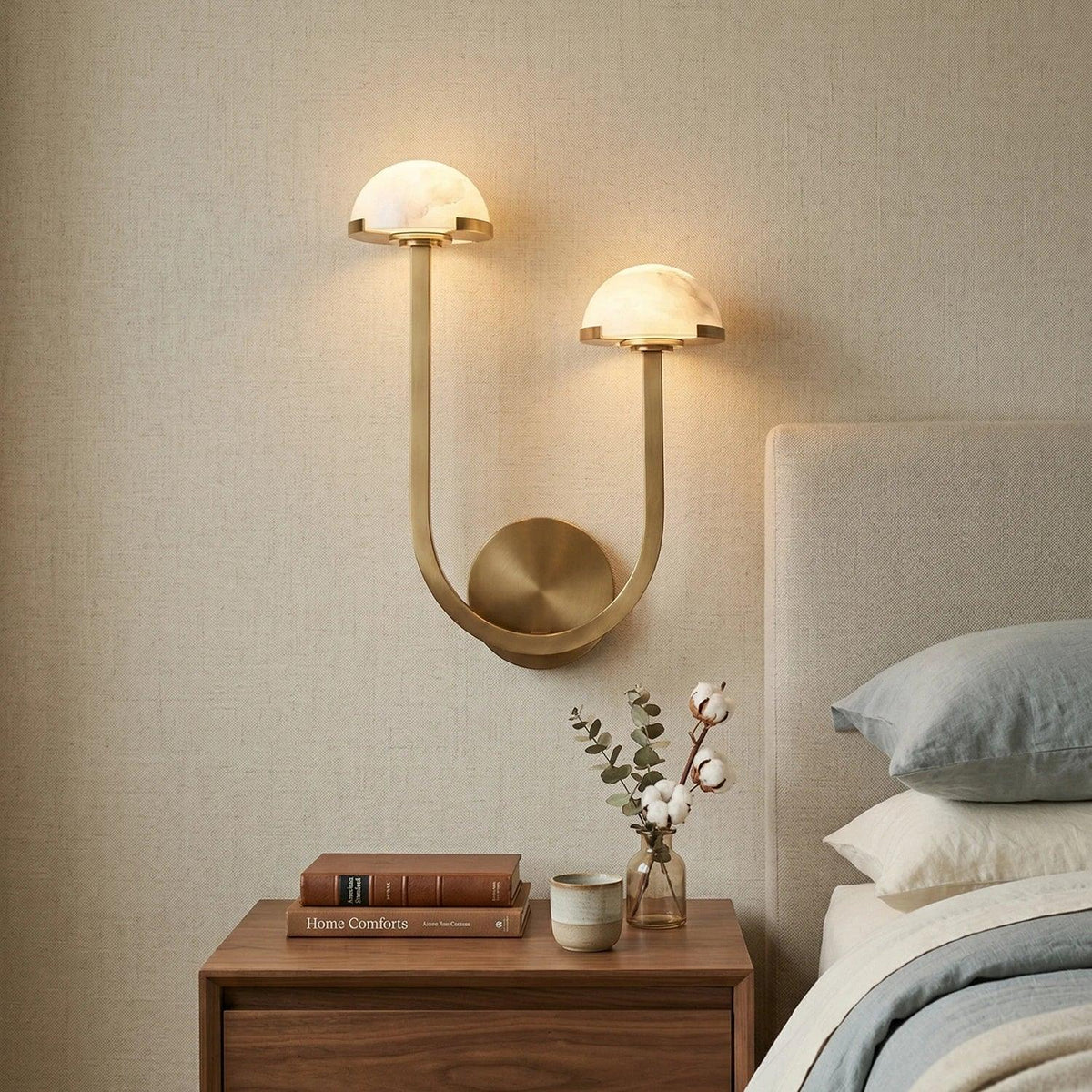 Mushroom Wall Light in alabaster for Hallway by AUVIELIGHT