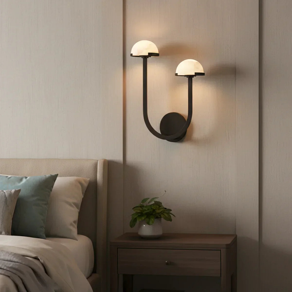 Mushroom Wall Light in alabaster for Hallway by AUVIELIGHT