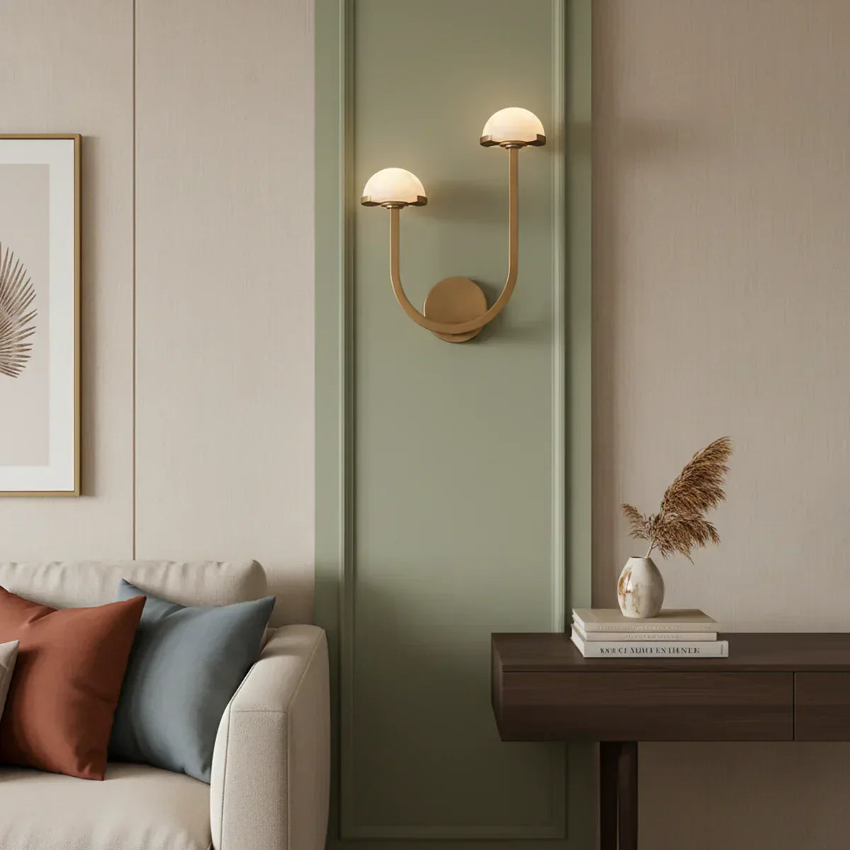 Mushroom Wall Light in alabaster for Hallway by AUVIELIGHT