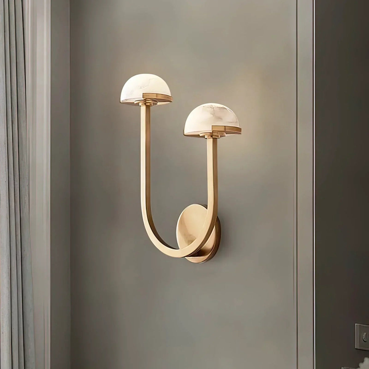 Mushroom Wall Light in alabaster for Hallway by AUVIELIGHT