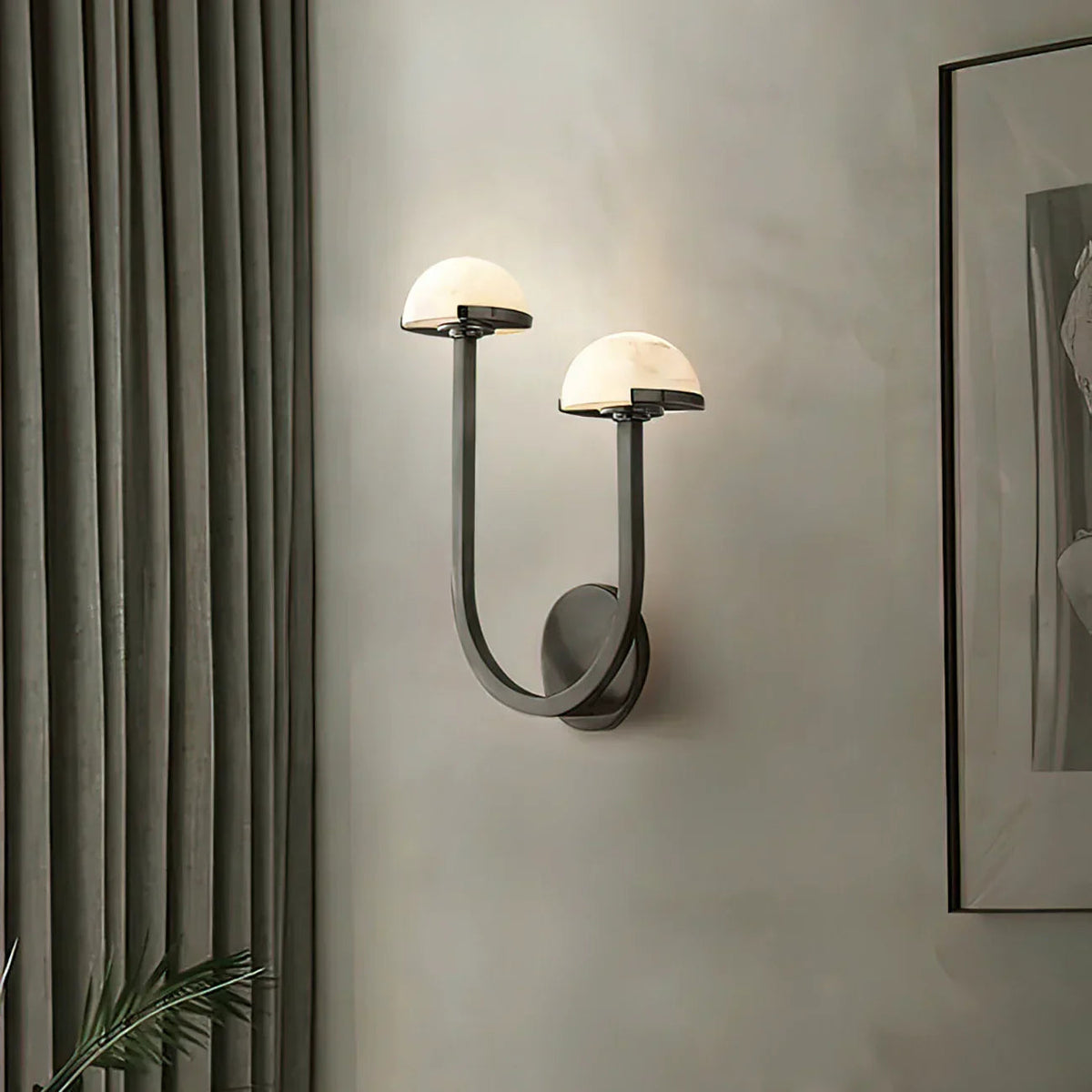 Mushroom Wall Light in alabaster for Hallway by AUVIELIGHT