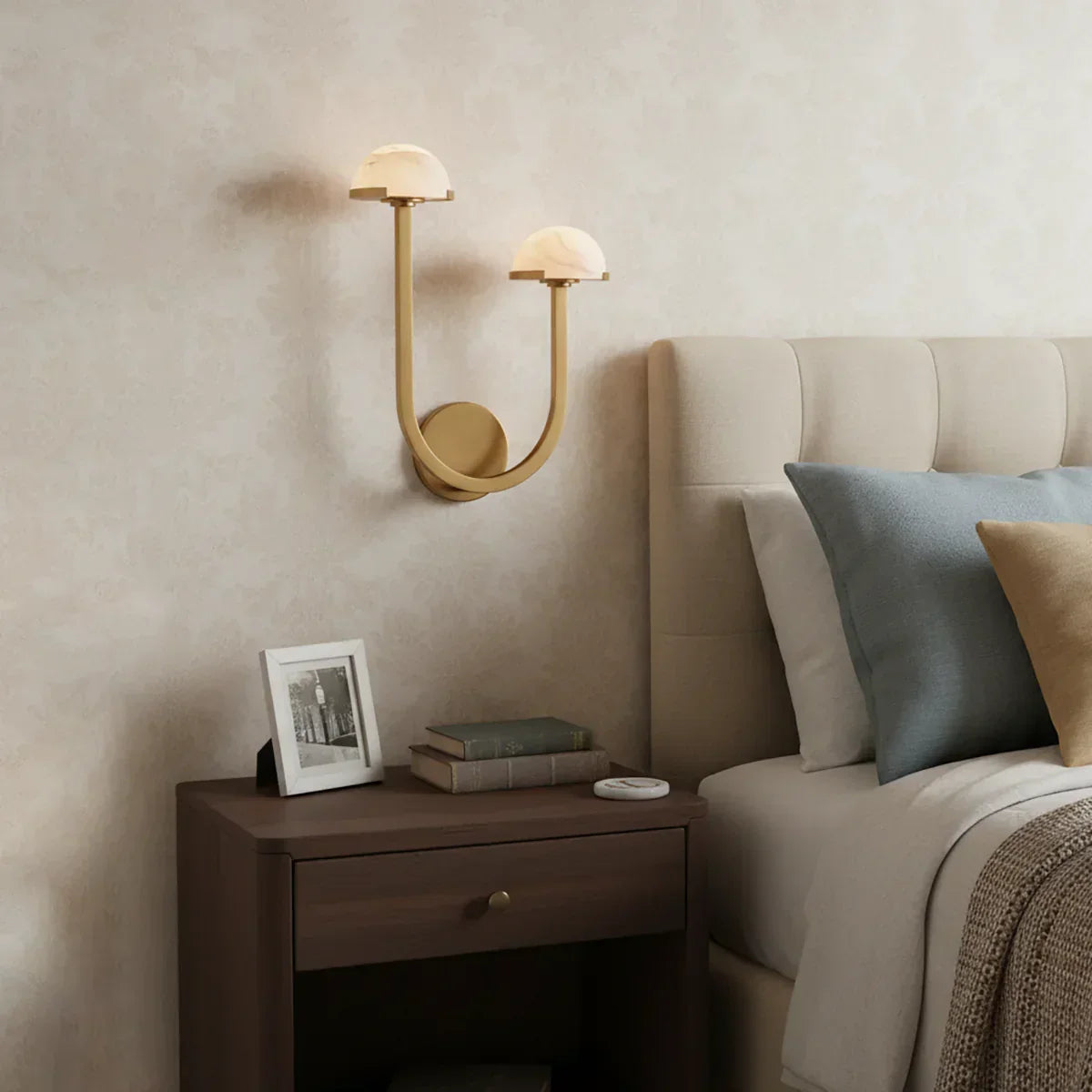 Mushroom Wall Light in alabaster for Hallway by AUVIELIGHT
