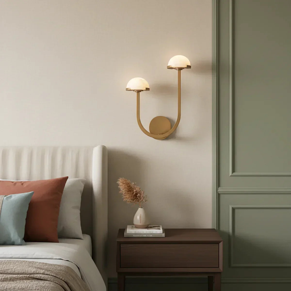 Mushroom Wall Light in alabaster for Hallway by AUVIELIGHT