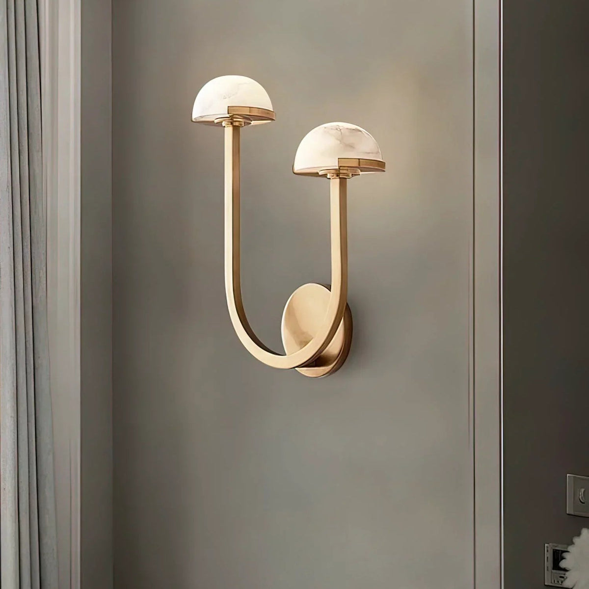 Mushroom Wall Light in alabaster for Hallway by AUVIELIGHT