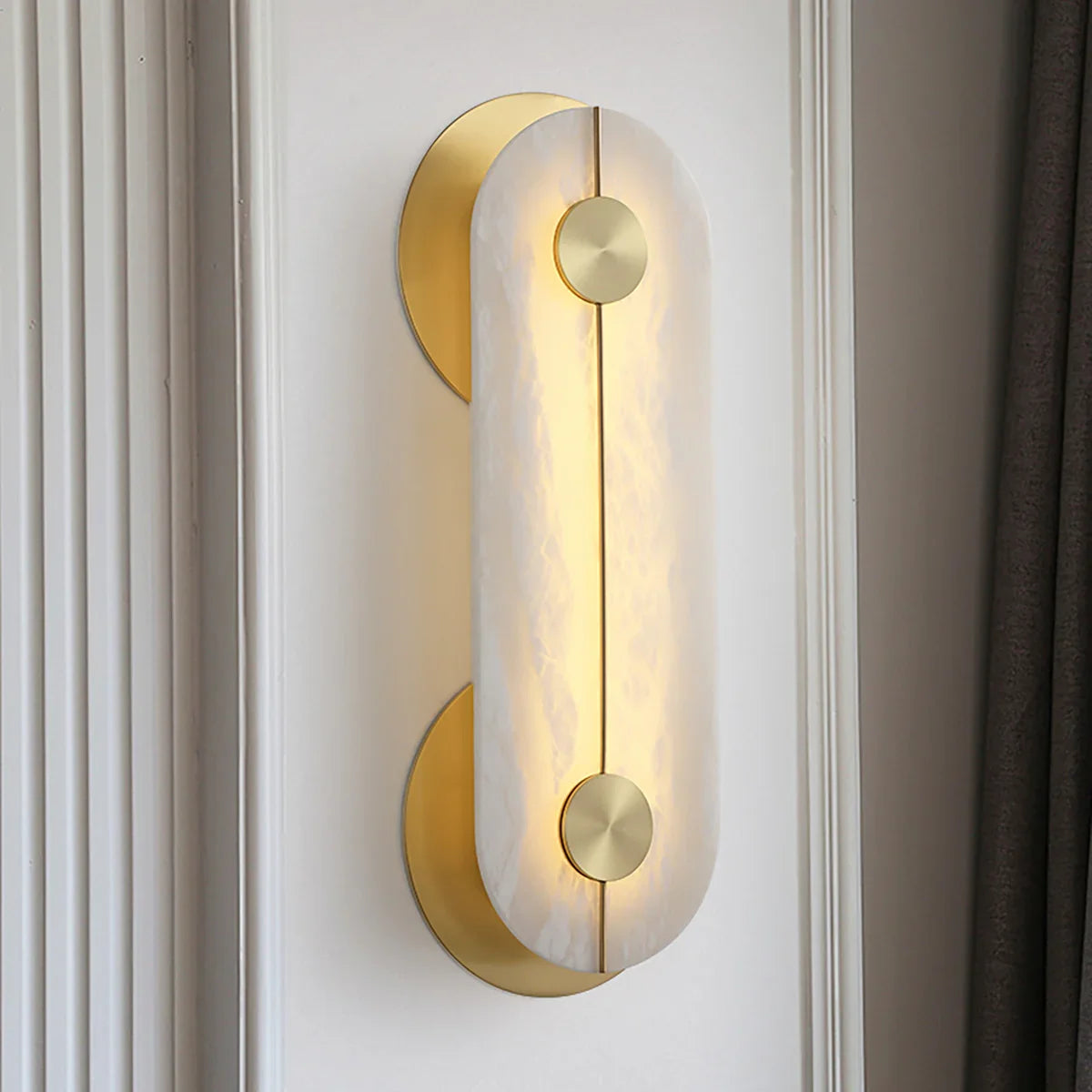 Obvara Oval Wall Light in alabaster for Hallway by AUVIELIGHT