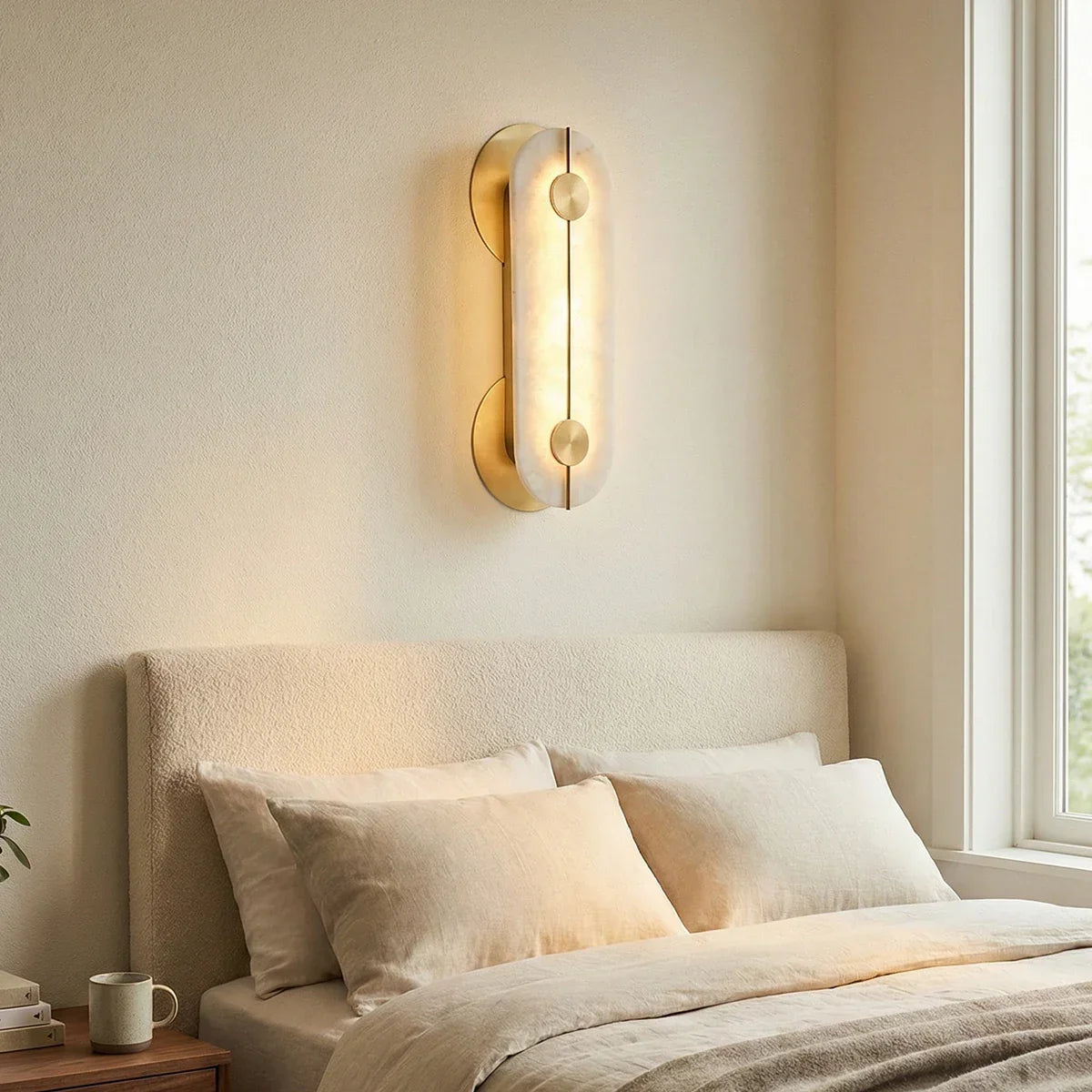 Obvara Oval Wall Light in alabaster for Hallway by AUVIELIGHT