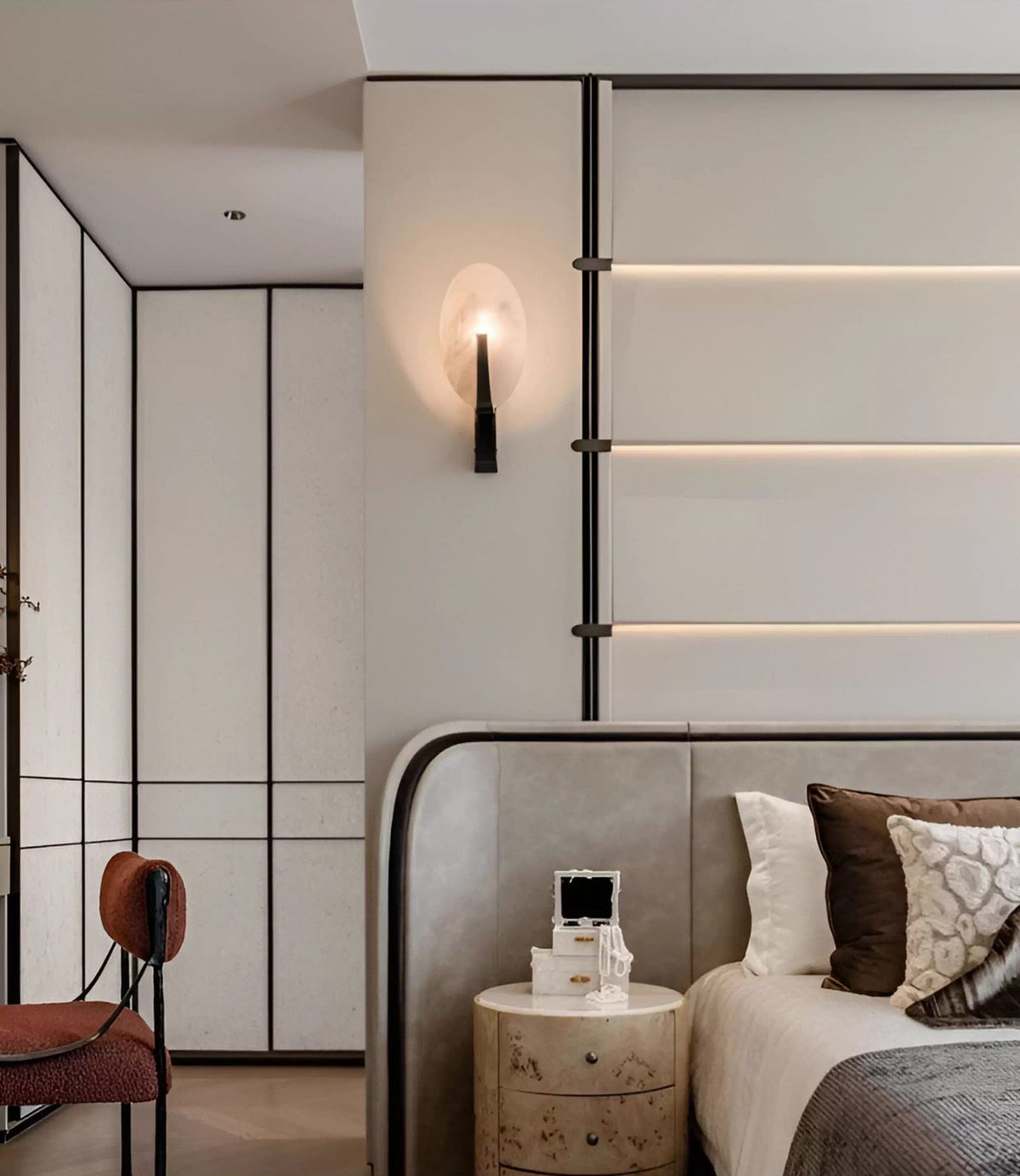 Oval Wall Sconce in alabaster for Hallway by AUVIELIGHT
