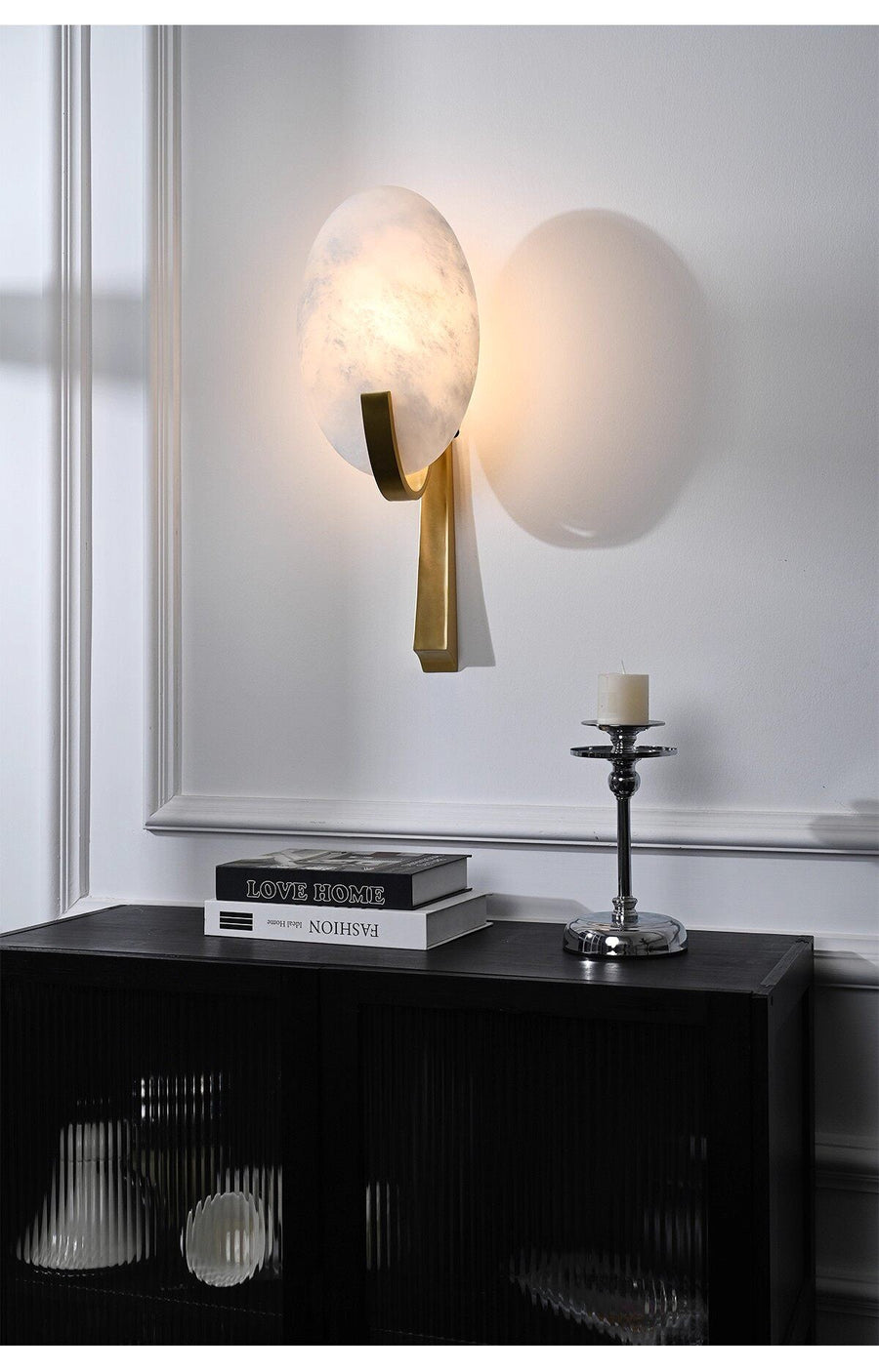 Oval Wall Sconce in alabaster for Hallway by AUVIELIGHT