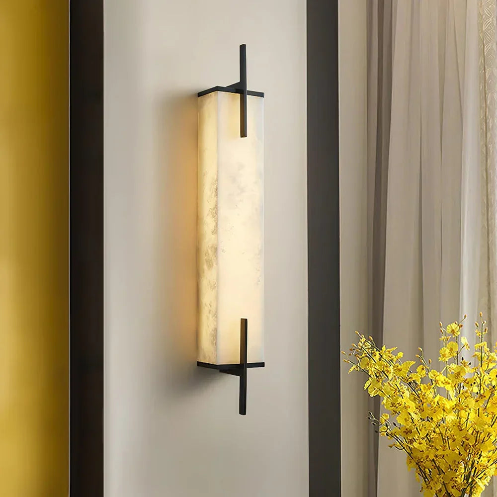 Calliope Rectangle Wall Sconce in alabaster for Hallway by AUVIELIGHT