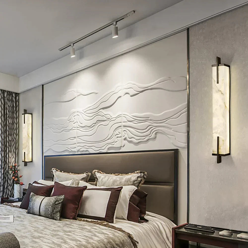 Calliope Rectangle Wall Sconce in alabaster for Hallway by AUVIELIGHT