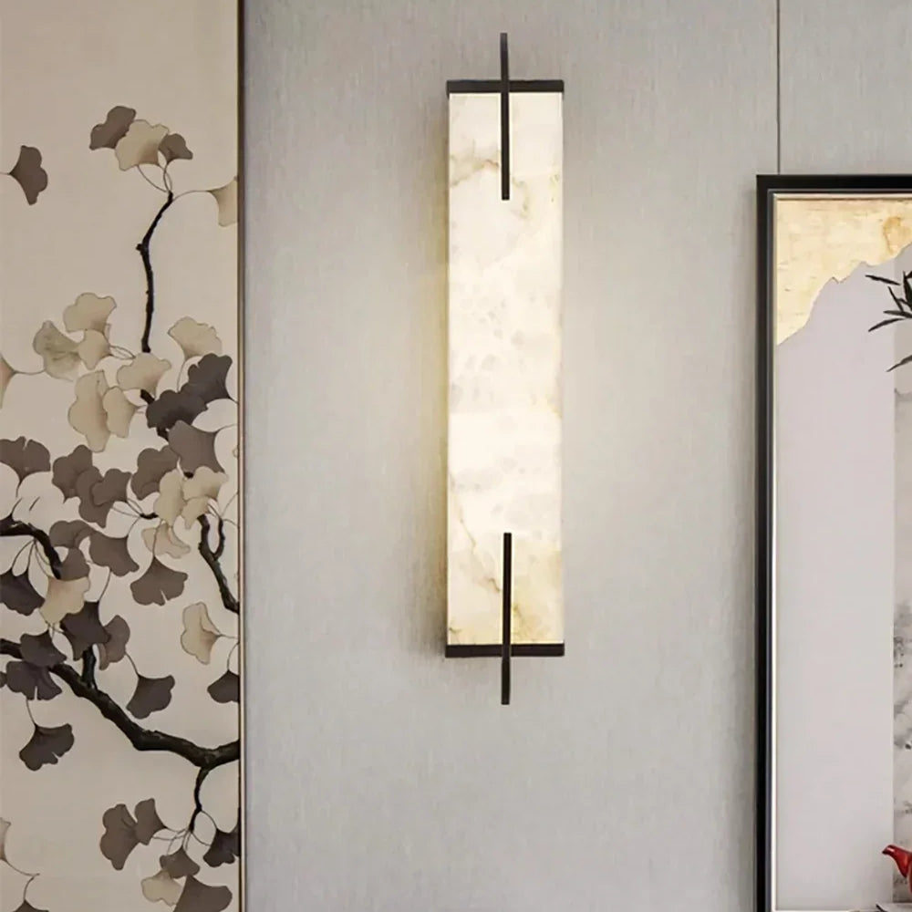 Calliope Rectangle Wall Sconce in alabaster for Hallway by AUVIELIGHT
