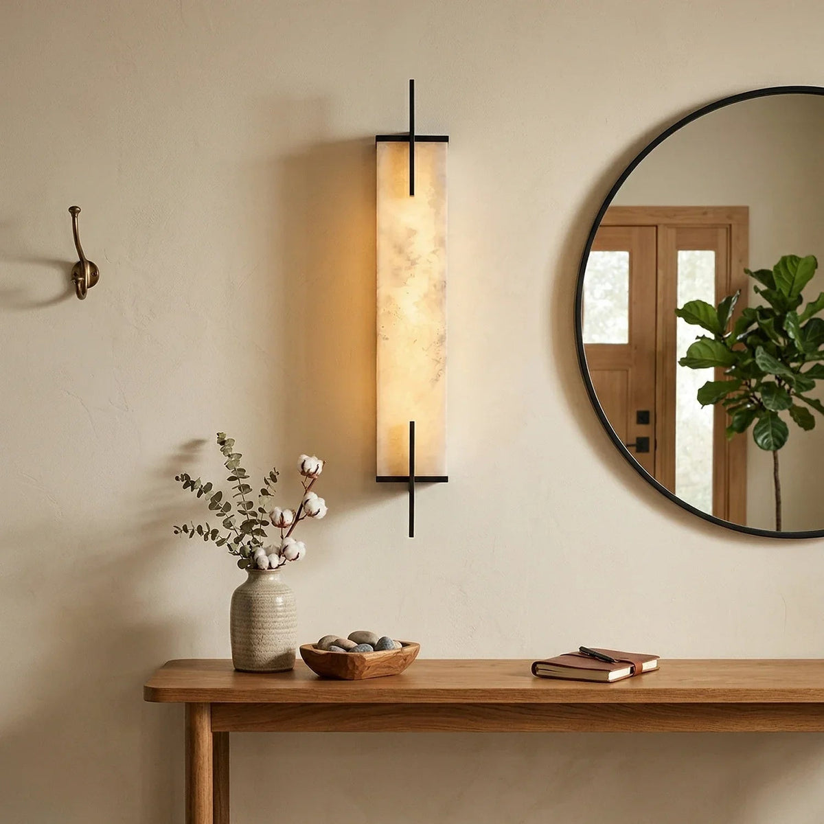 Calliope Rectangle Wall Sconce in alabaster for Hallway by AUVIELIGHT