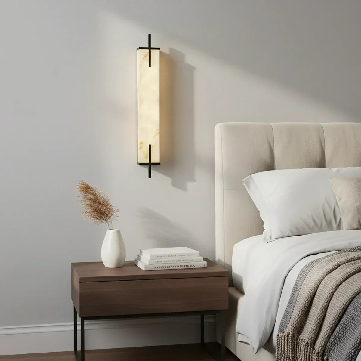 Calliope Rectangle Wall Sconce in alabaster for Hallway by AUVIELIGHT