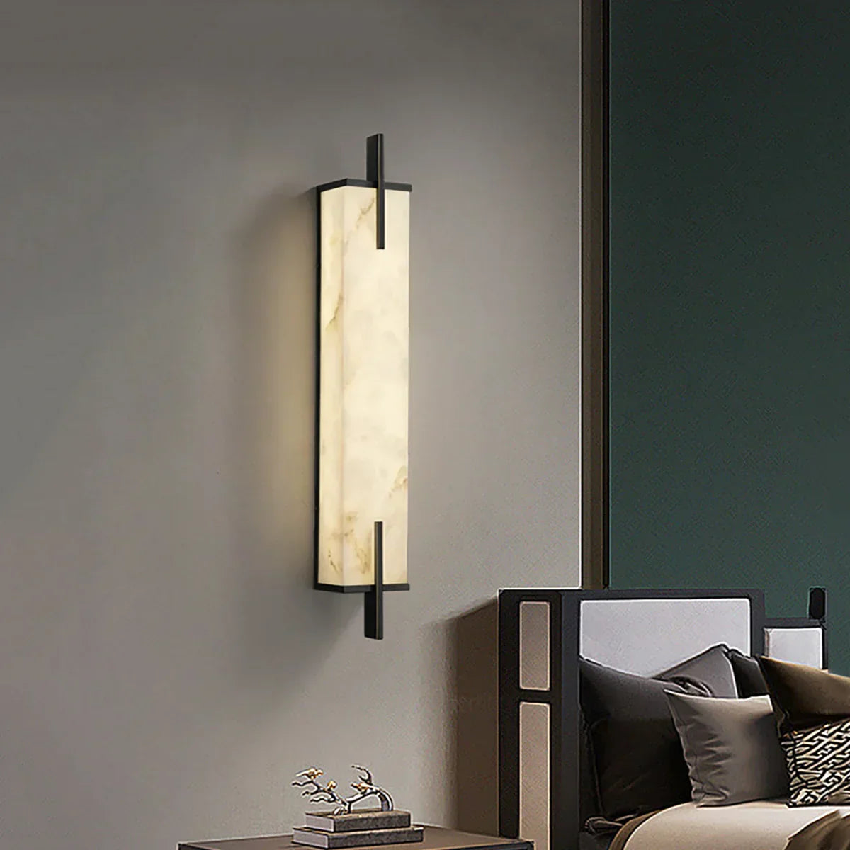 Calliope Rectangle Wall Sconce in alabaster for Hallway by AUVIELIGHT