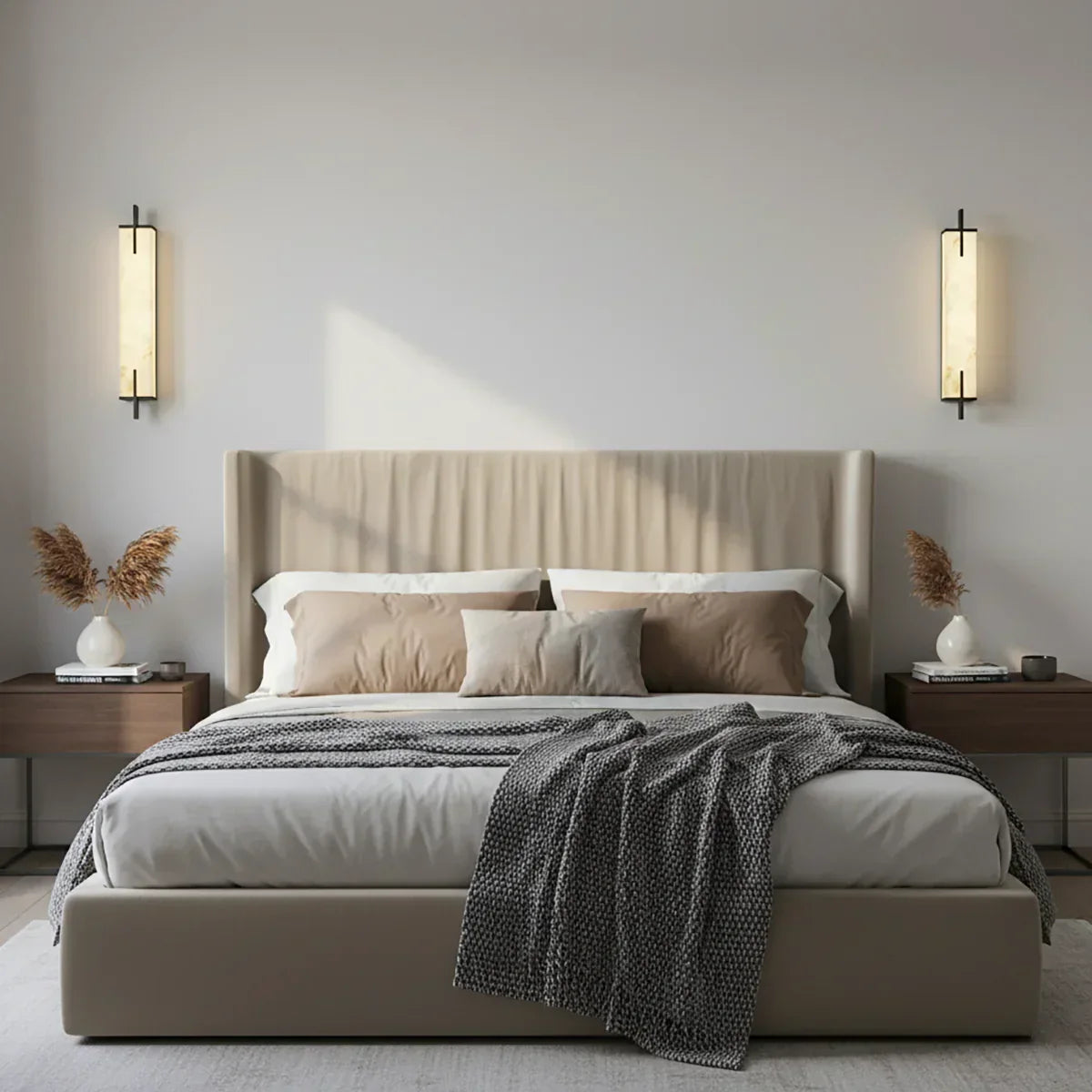 Calliope Rectangle Wall Sconce in alabaster for Hallway by AUVIELIGHT