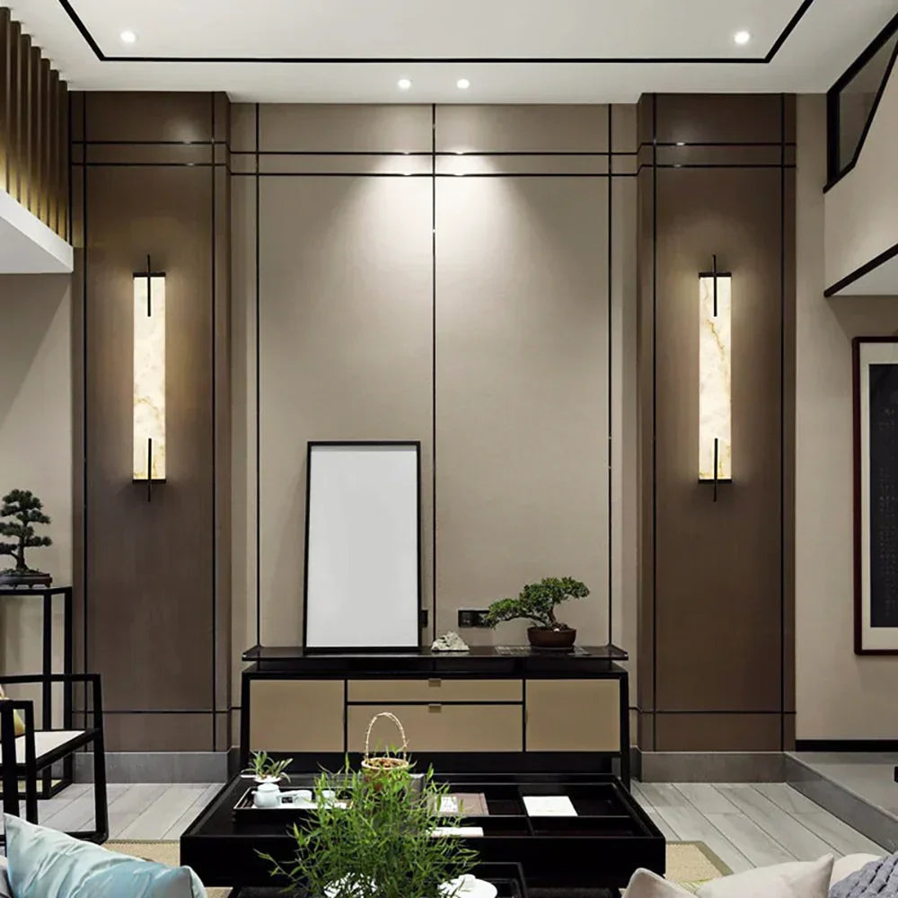 Calliope Rectangle Wall Sconce in alabaster for Hallway by AUVIELIGHT
