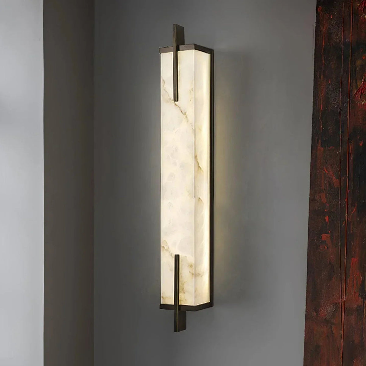 Calliope Rectangle Wall Sconce in alabaster for Hallway by AUVIELIGHT