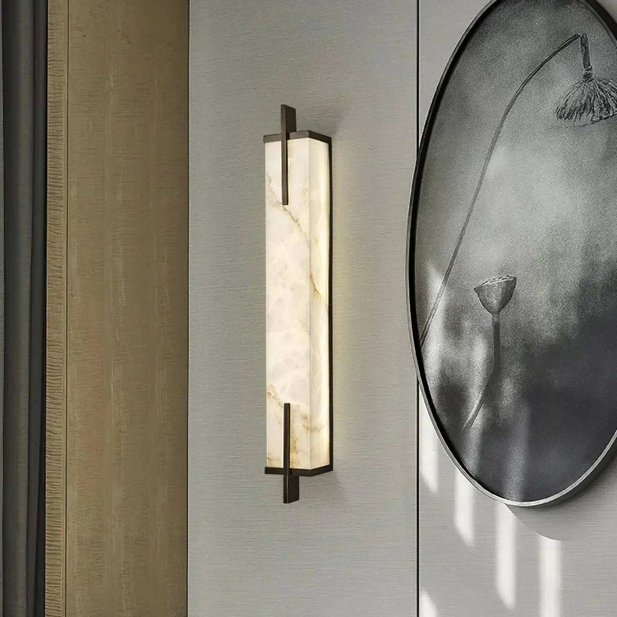 Calliope Rectangle Wall Sconce in alabaster for Hallway by AUVIELIGHT