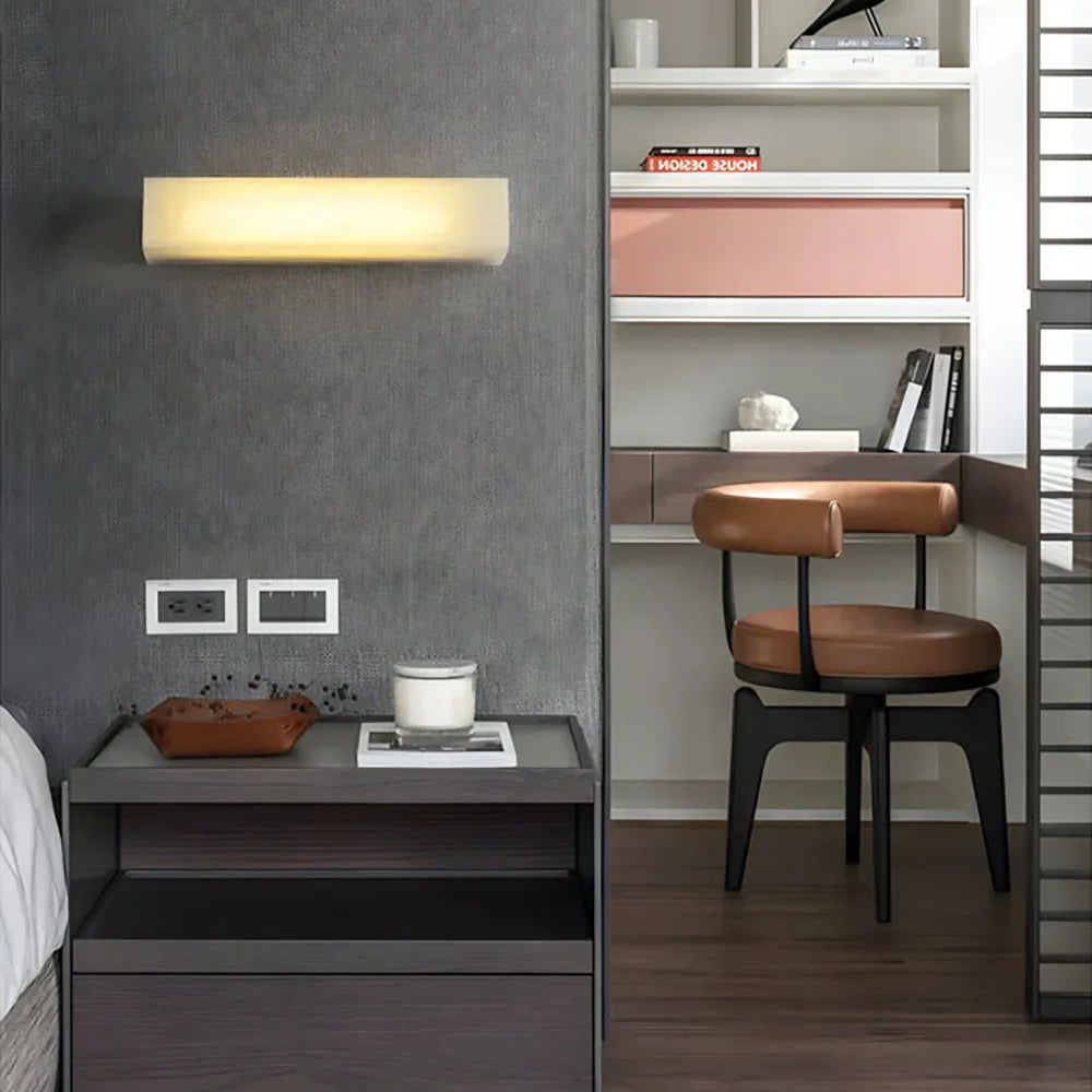 Rectangle Wall Sconce in alabaster for Hallway by AUVIELIGHT
