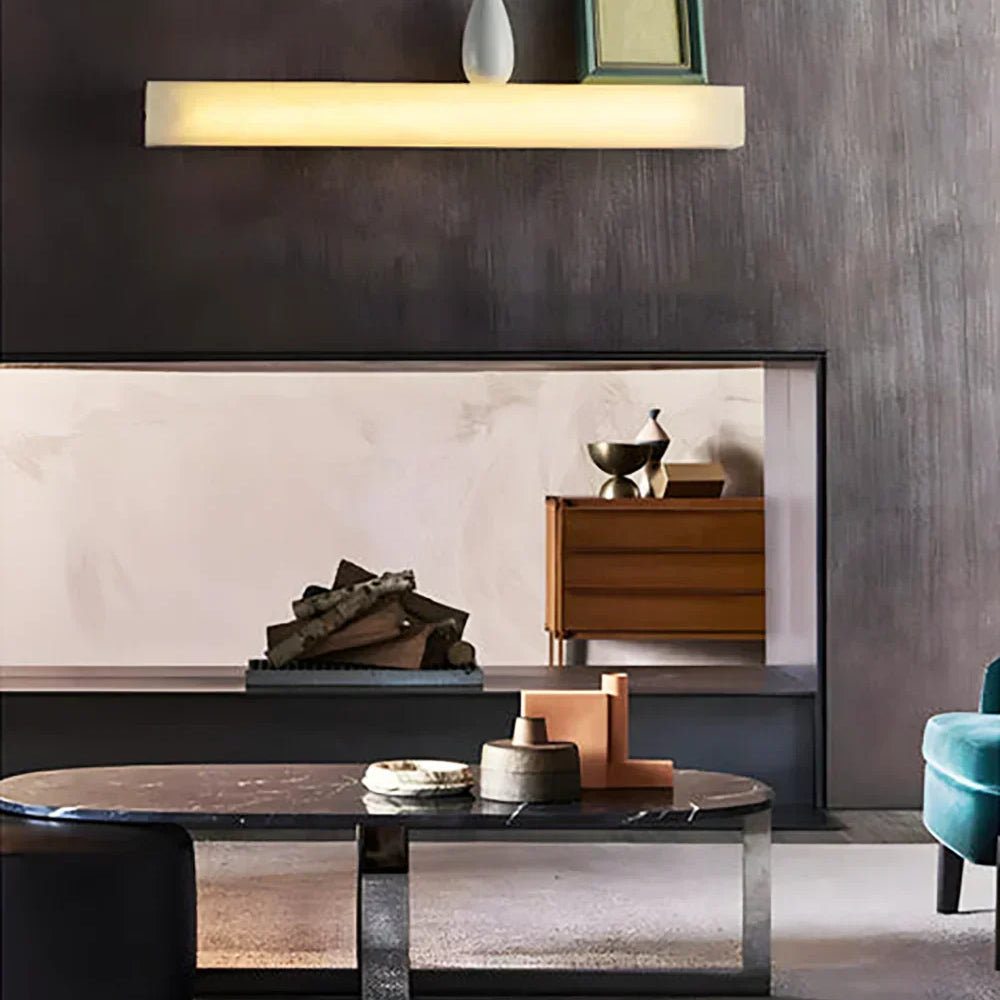 Rectangle Wall Sconce in alabaster for Hallway by AUVIELIGHT