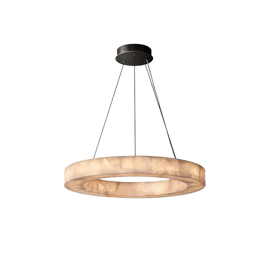 Rivage Round Chandelier in alabaster for Dining Room by AUVIELIGHT