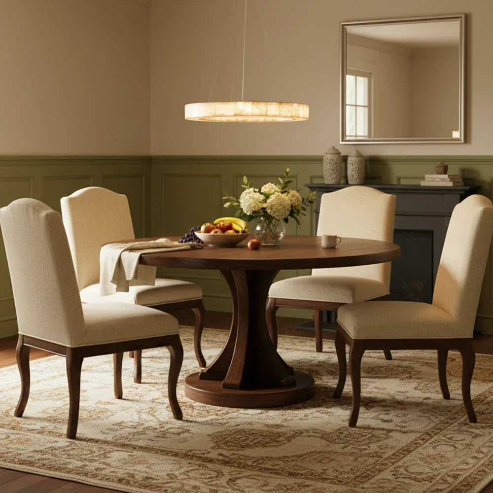 Rivage Round Chandelier in alabaster for Dining Room by AUVIELIGHT