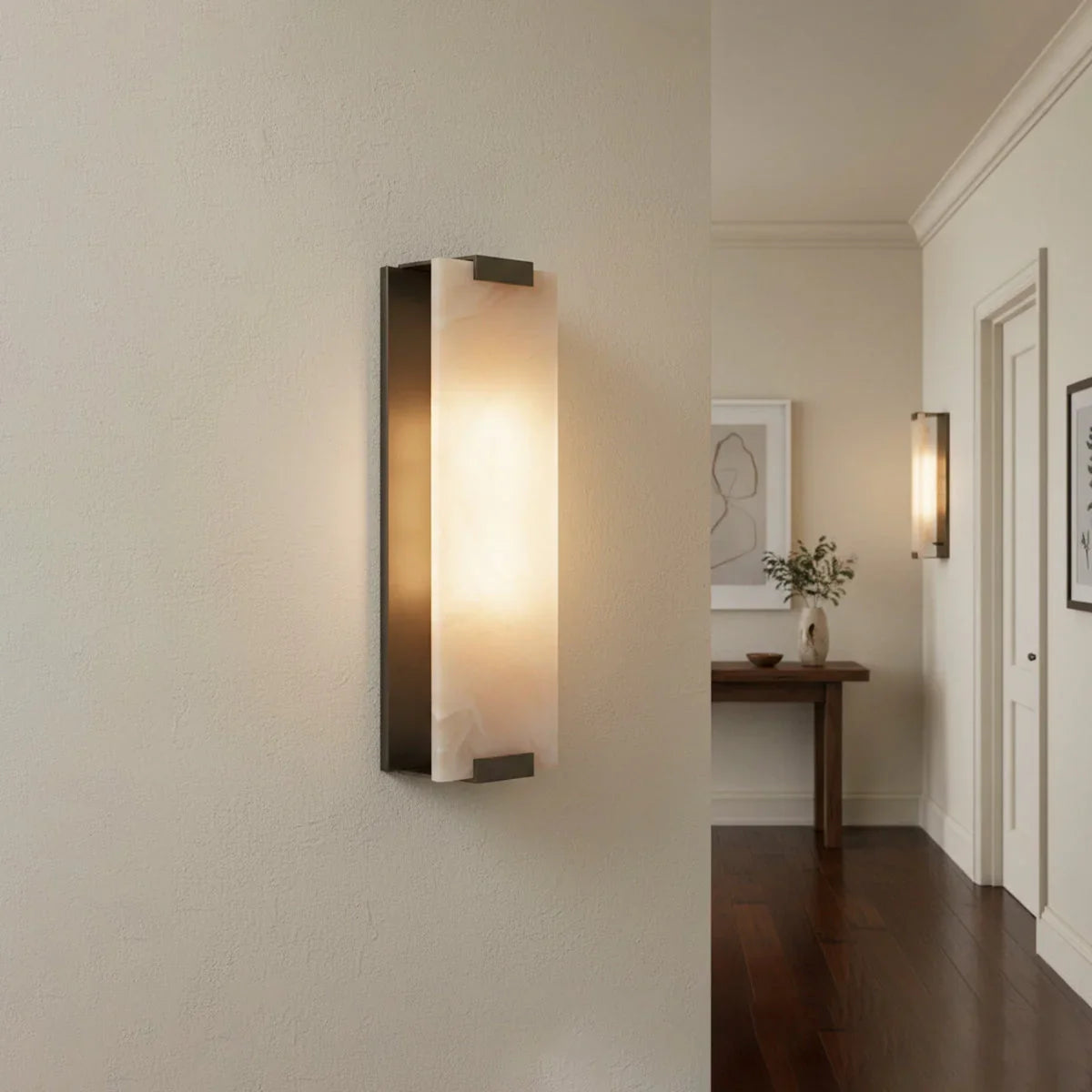 Roux Wall Light in alabaster for Hallway by AUVIELIGHT
