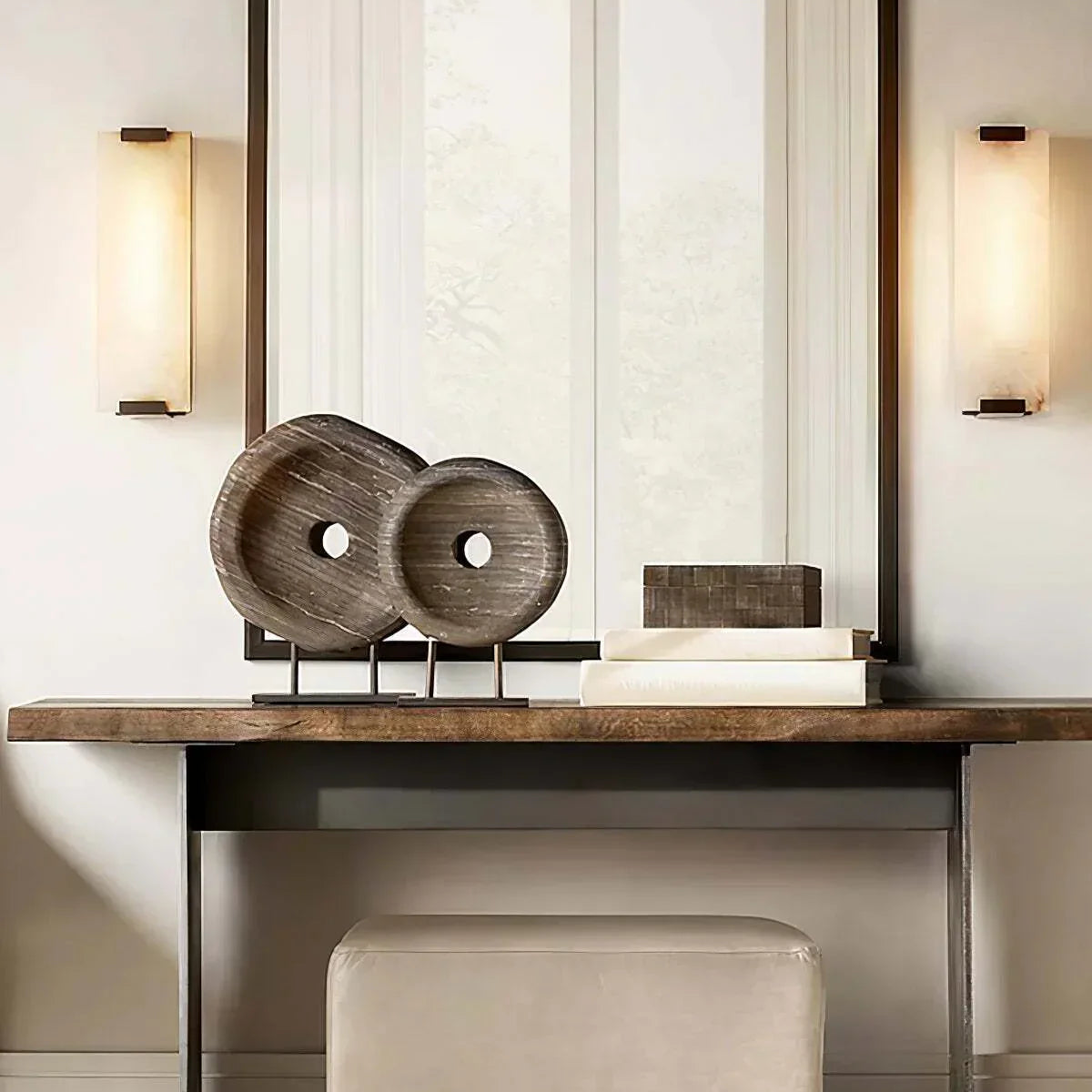 Roux Wall Light in alabaster for Hallway by AUVIELIGHT