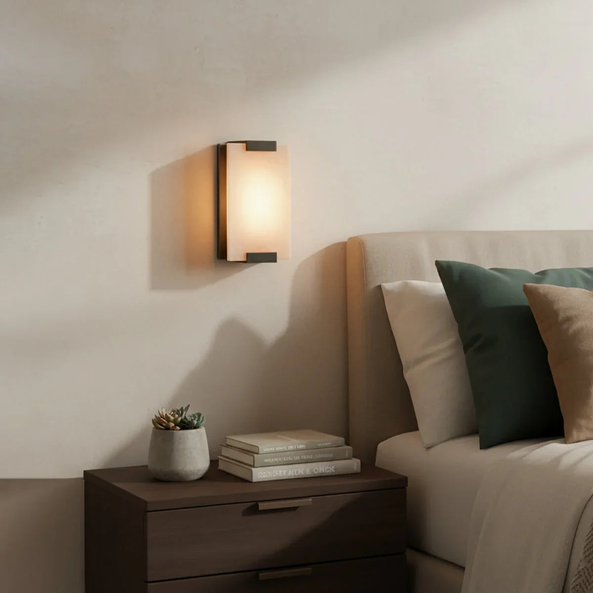 Roux Wall Light in alabaster for Hallway by AUVIELIGHT