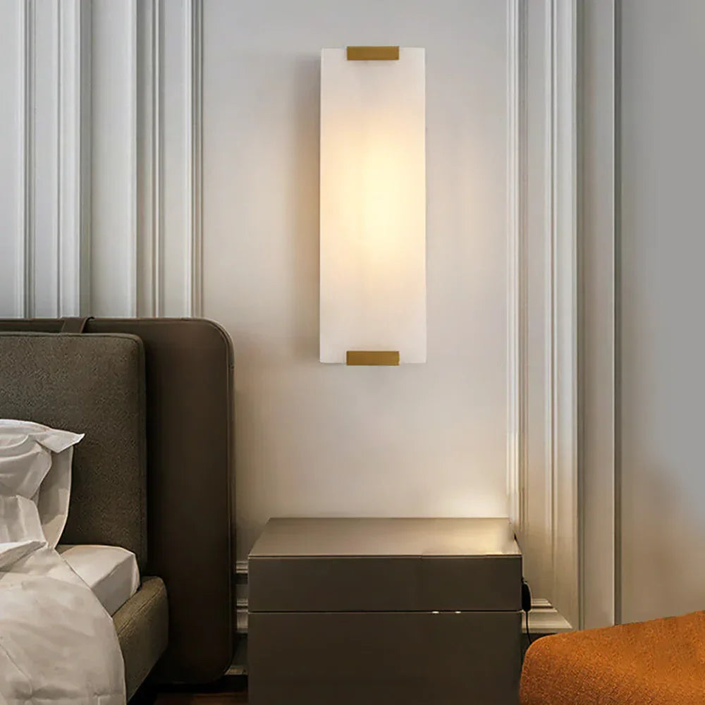 Roux Wall Light in alabaster for Hallway by AUVIELIGHT