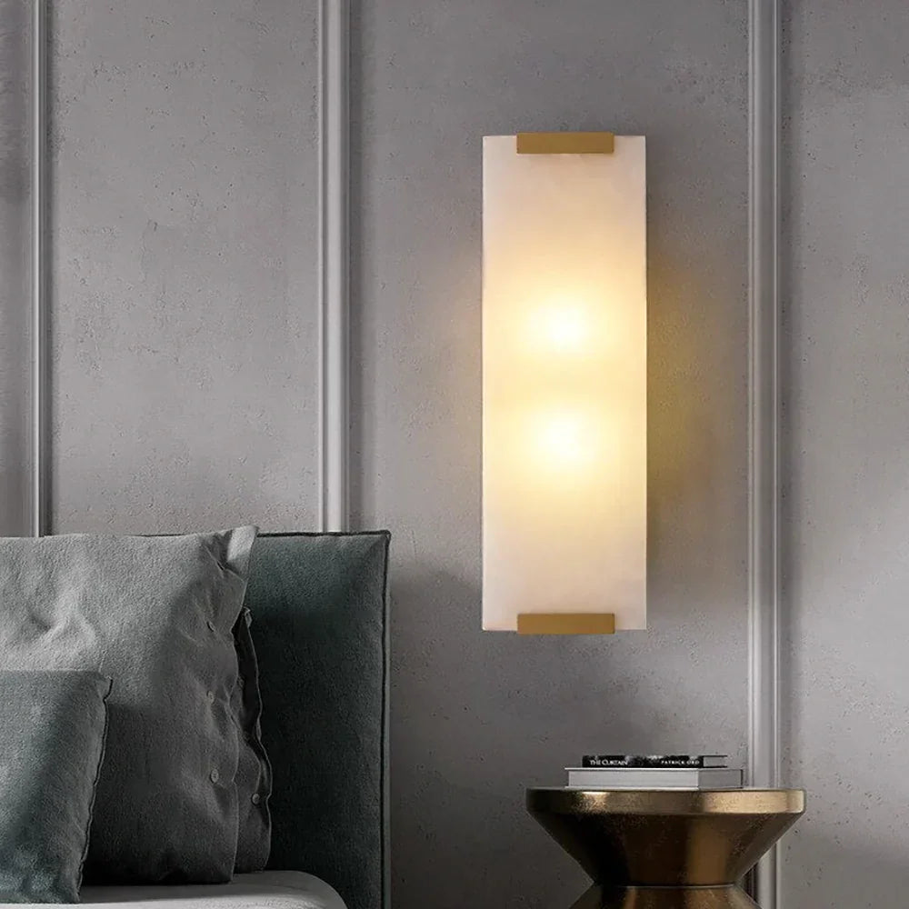 Roux Wall Light in alabaster for Hallway by AUVIELIGHT