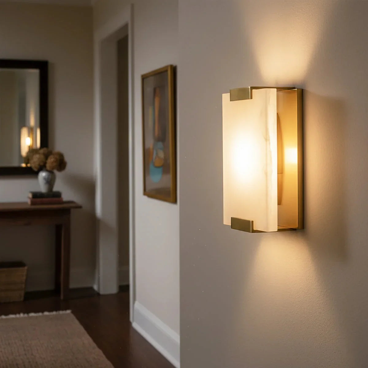 Roux Wall Light in alabaster for Hallway by AUVIELIGHT