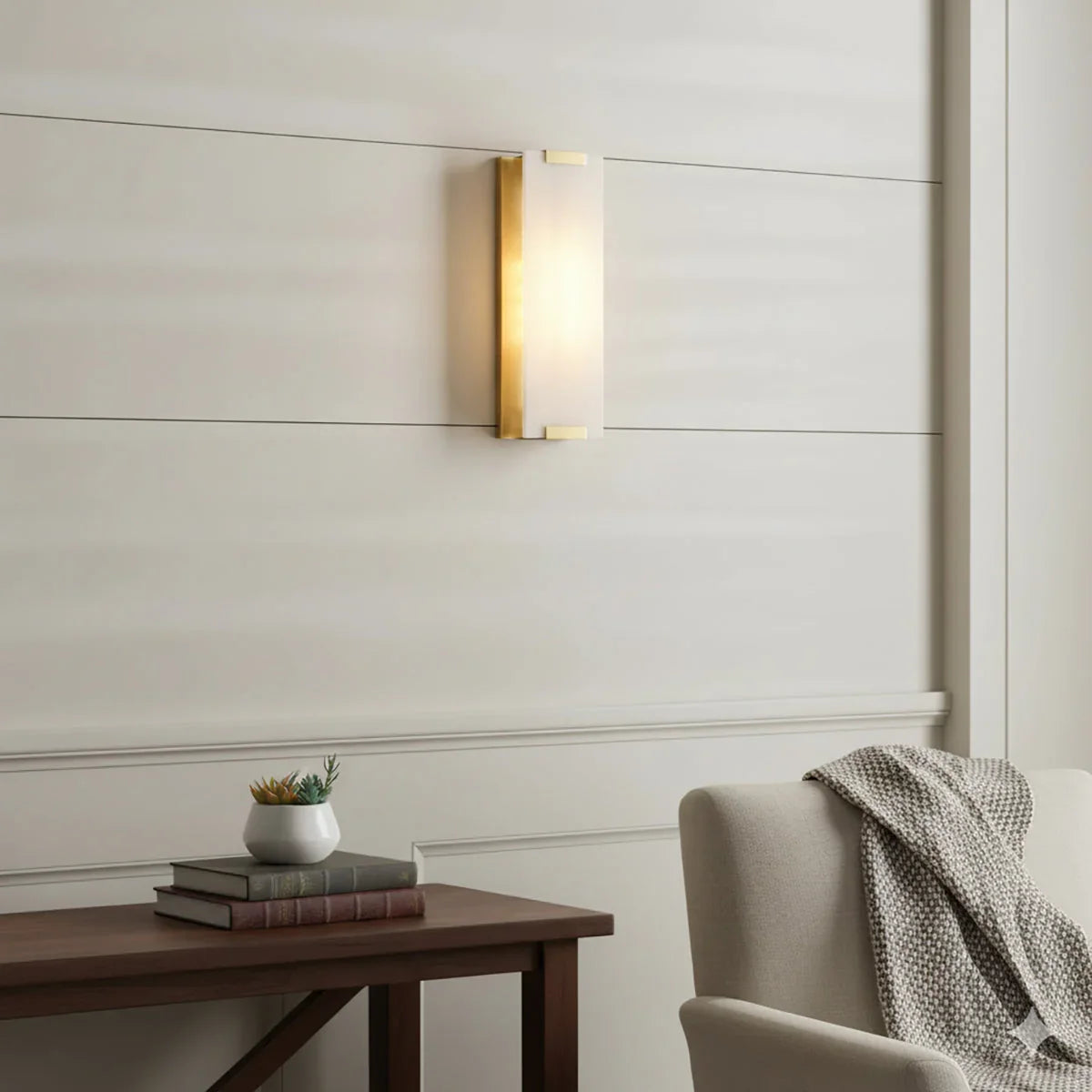 Roux Wall Light in alabaster for Hallway by AUVIELIGHT