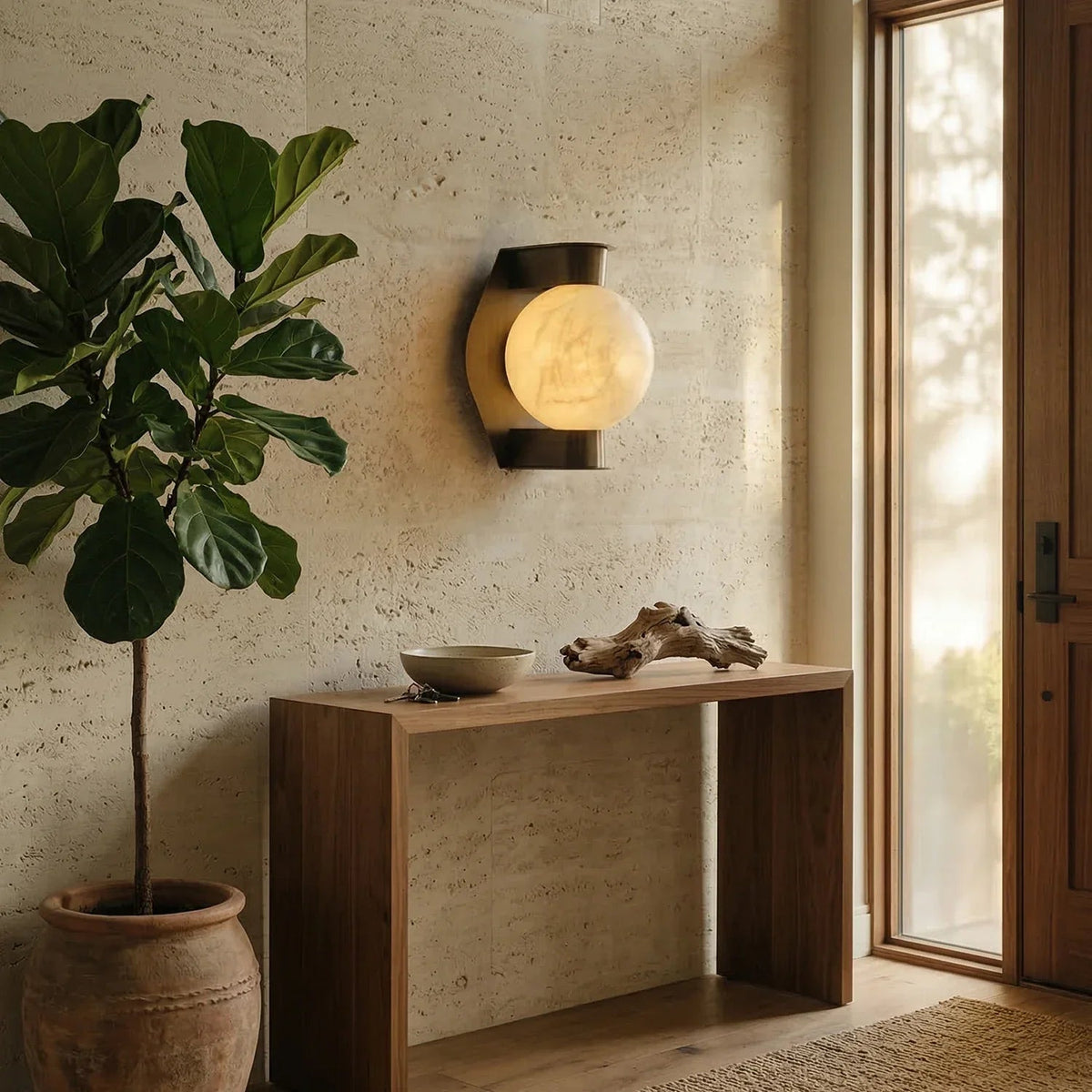 Spherical Wall Light in alabaster for Hallway by AUVIELIGHT