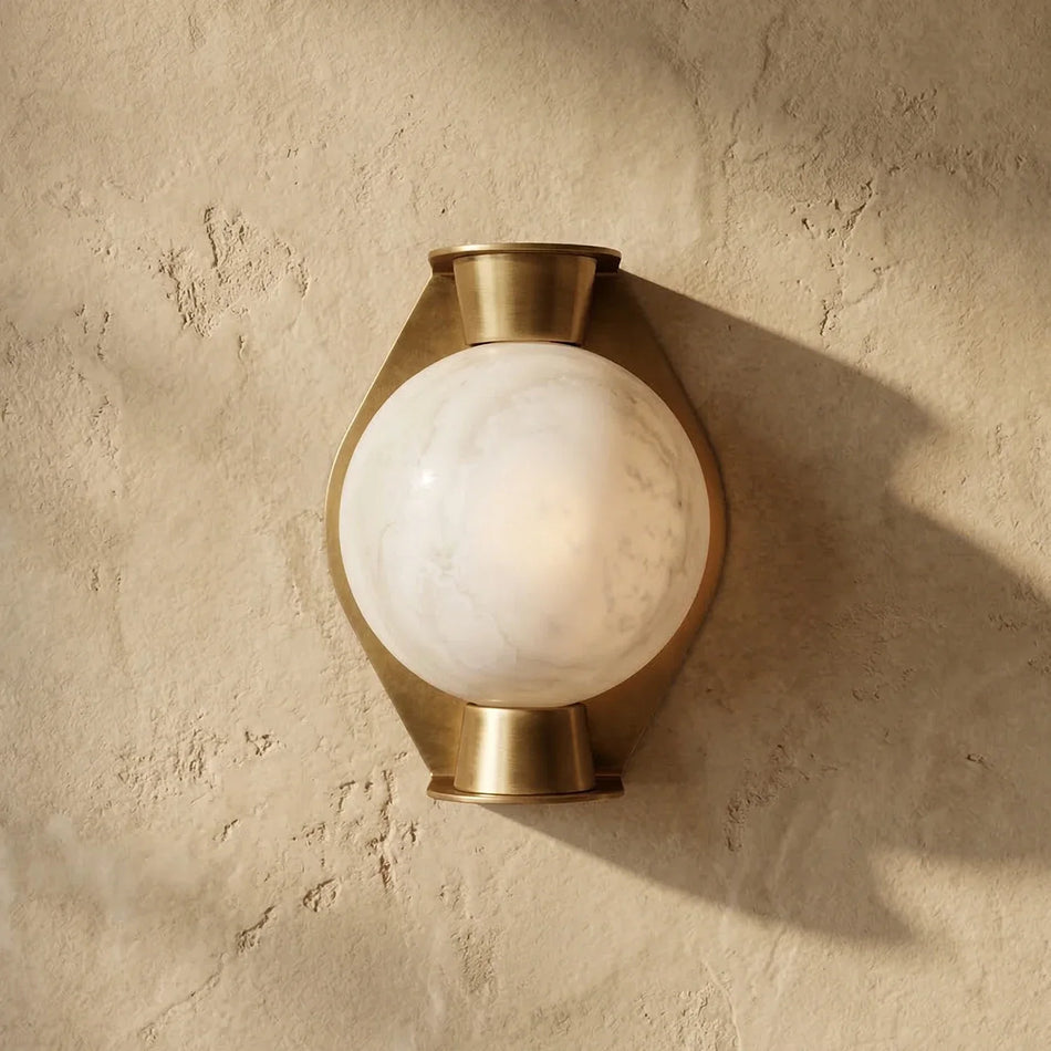 Spherical Wall Light in alabaster for Hallway by AUVIELIGHT