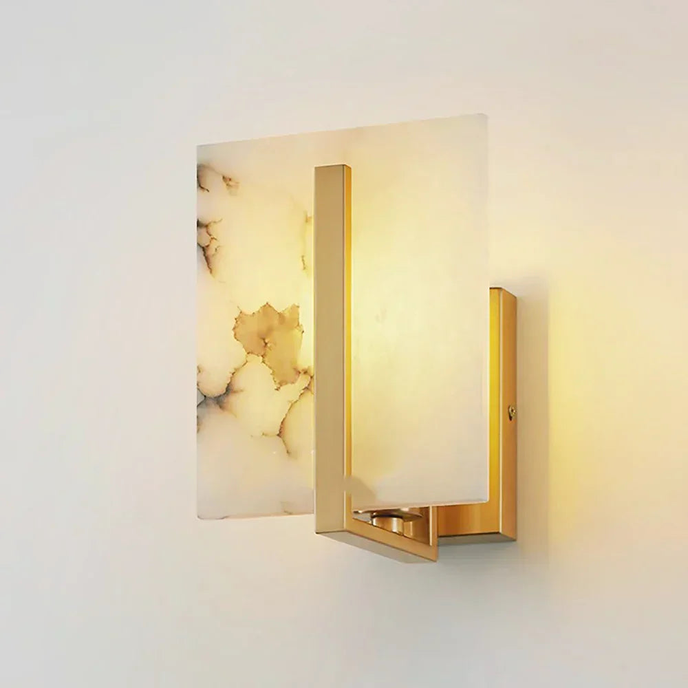 Square Wall Sconce in alabaster for Hallway by AUVIELIGHT