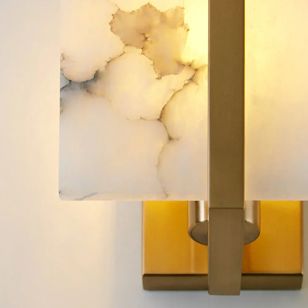Square Wall Sconce in alabaster for Hallway by AUVIELIGHT