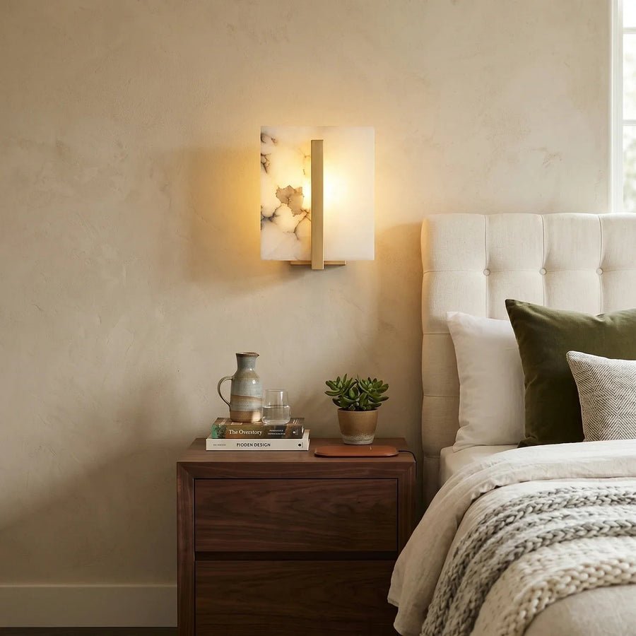 Square Wall Sconce in alabaster for Hallway by AUVIELIGHT