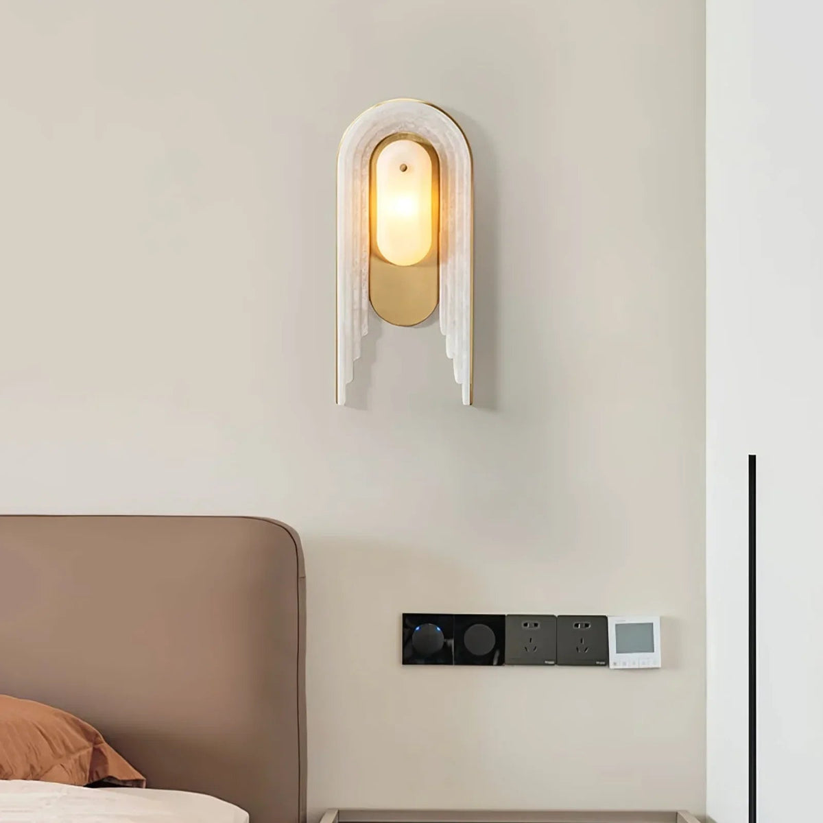 Cascada Stacked Wall Sconce in alabaster for Hallway by AUVIELIGHT