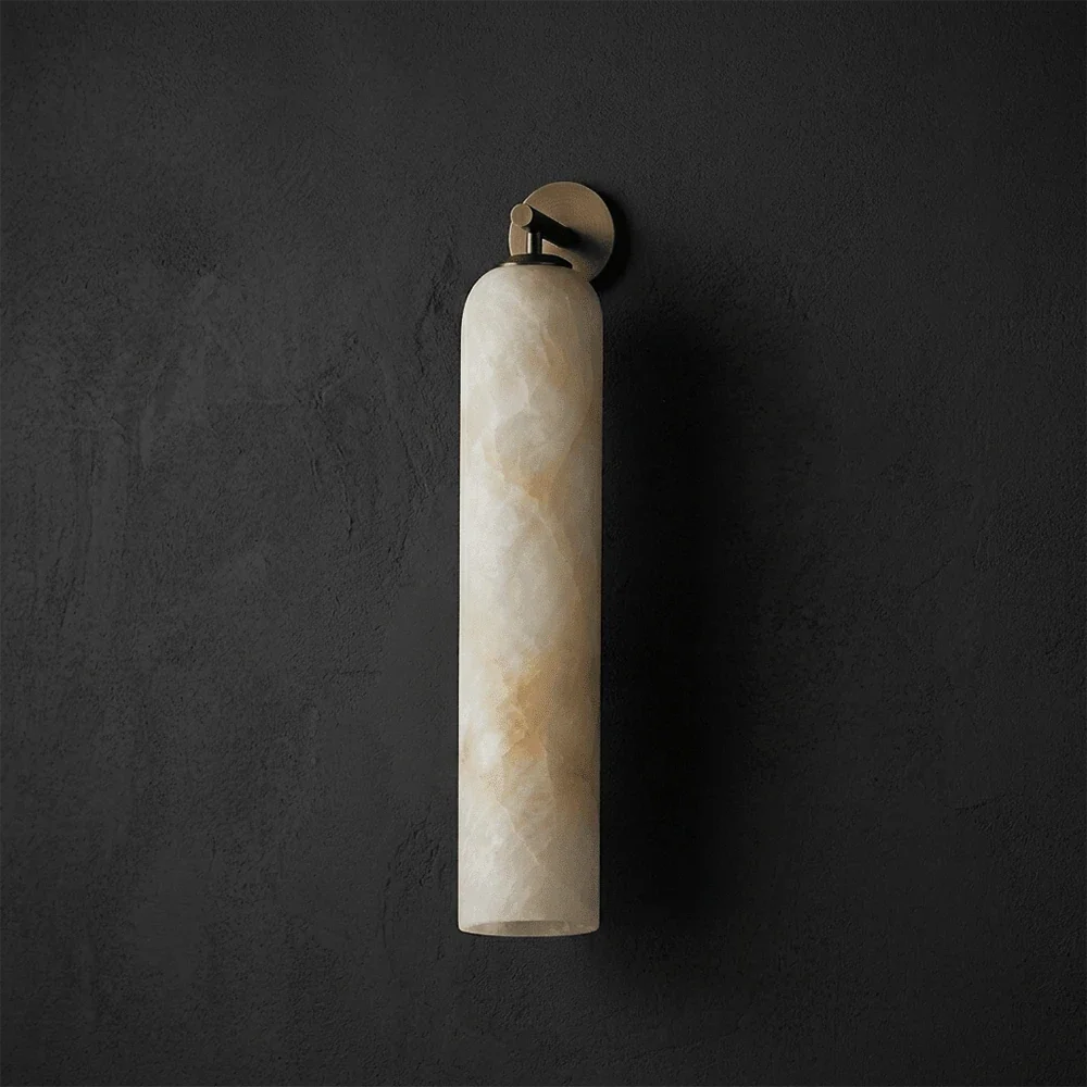 Tube Cylinder Wall Sconce in alabaster for Hallway by AUVIELIGHT