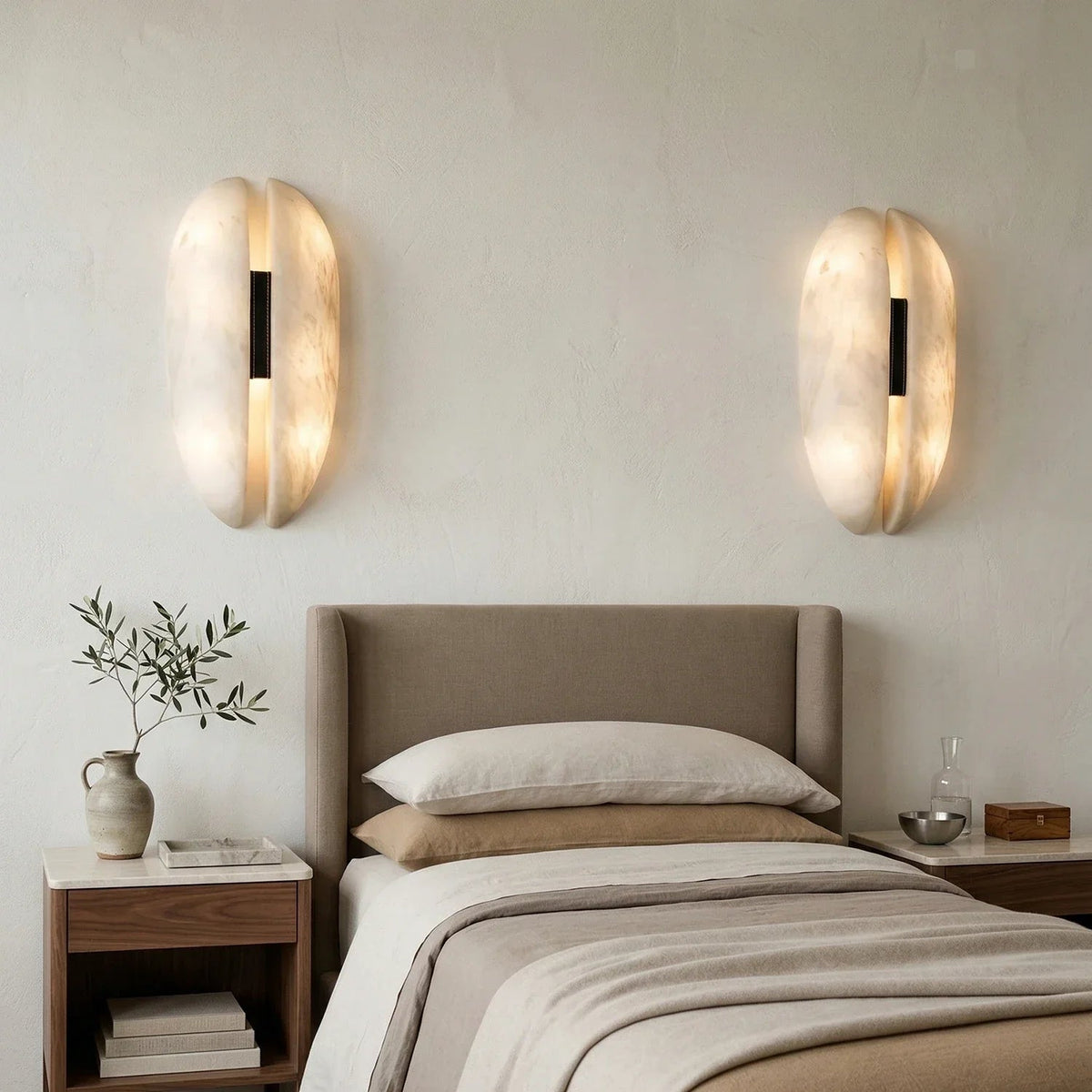 Veil Wall Light in alabaster for Hallway by AUVIELIGHT